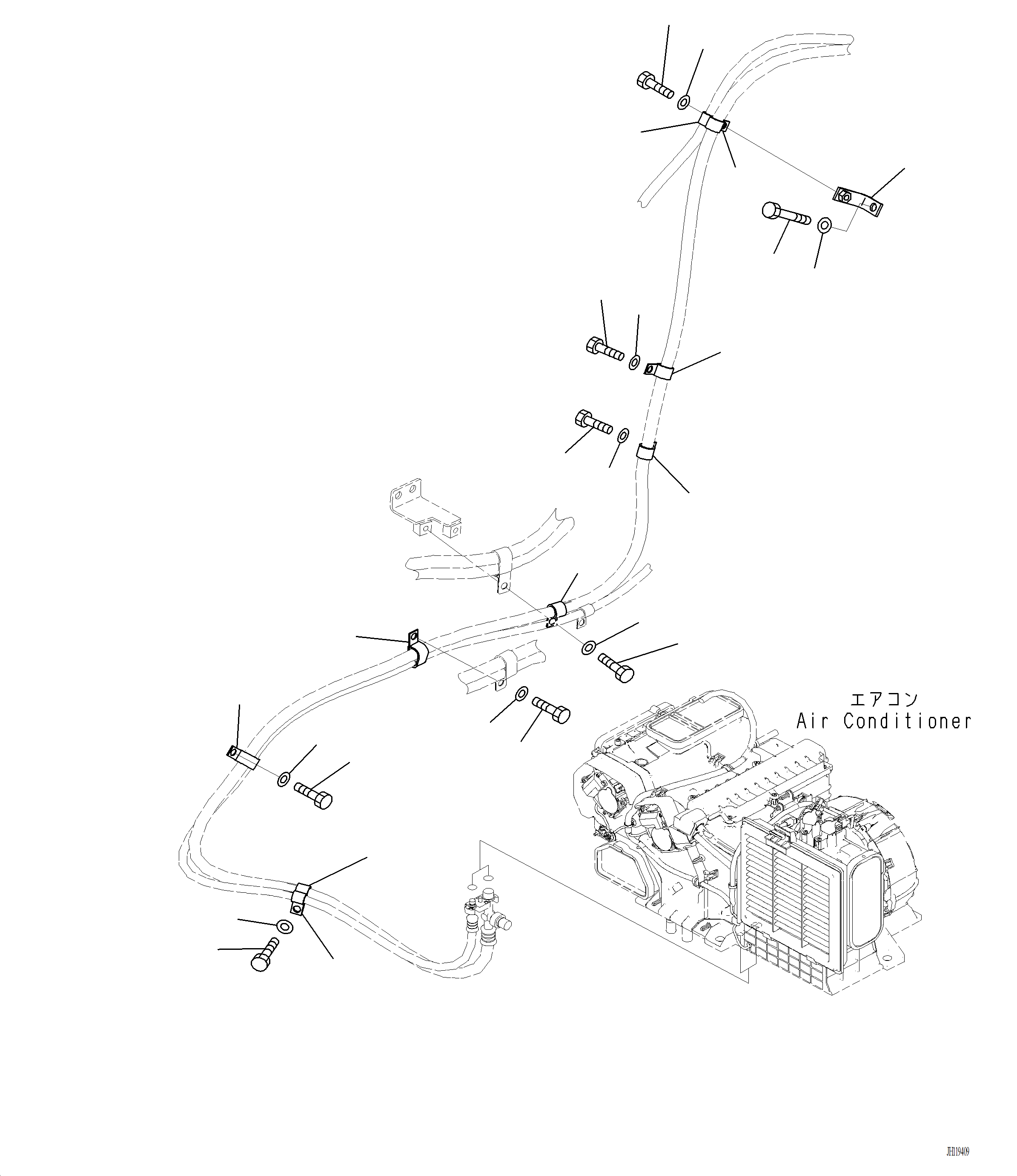 Komatsu parts book diagram for PC220LCi-12 S/N A15001: K0700-001004 AIR CONDITIONER COOLER HOSE CLAMP (1/2)