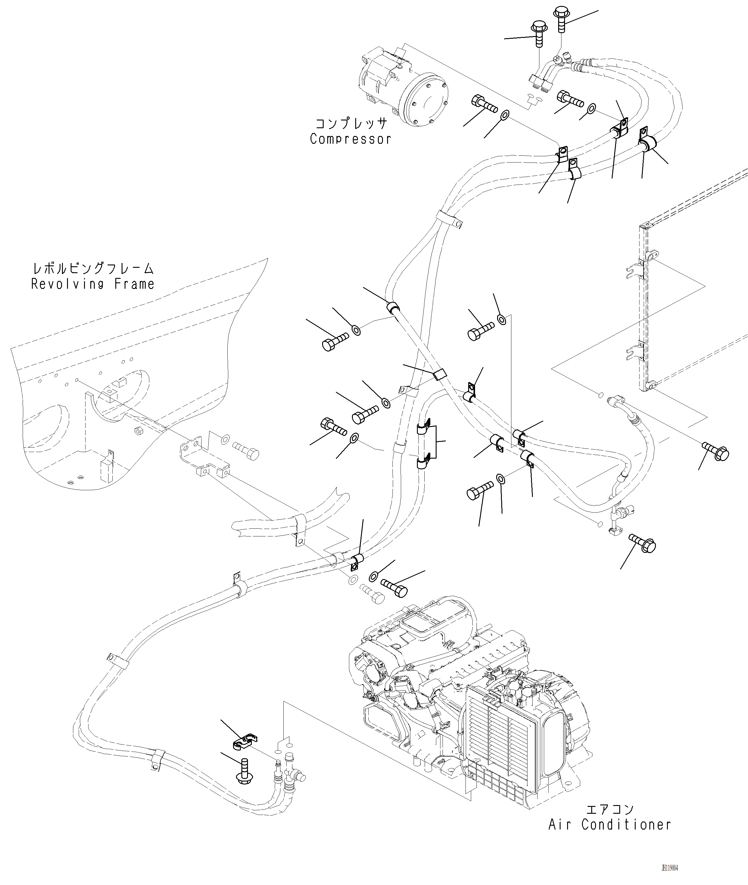 Komatsu parts book diagram for PC220LCi-12 S/N A15001: K0700-001005 AIR CONDITIONER COOLER HOSE CLAMP (2/2)
