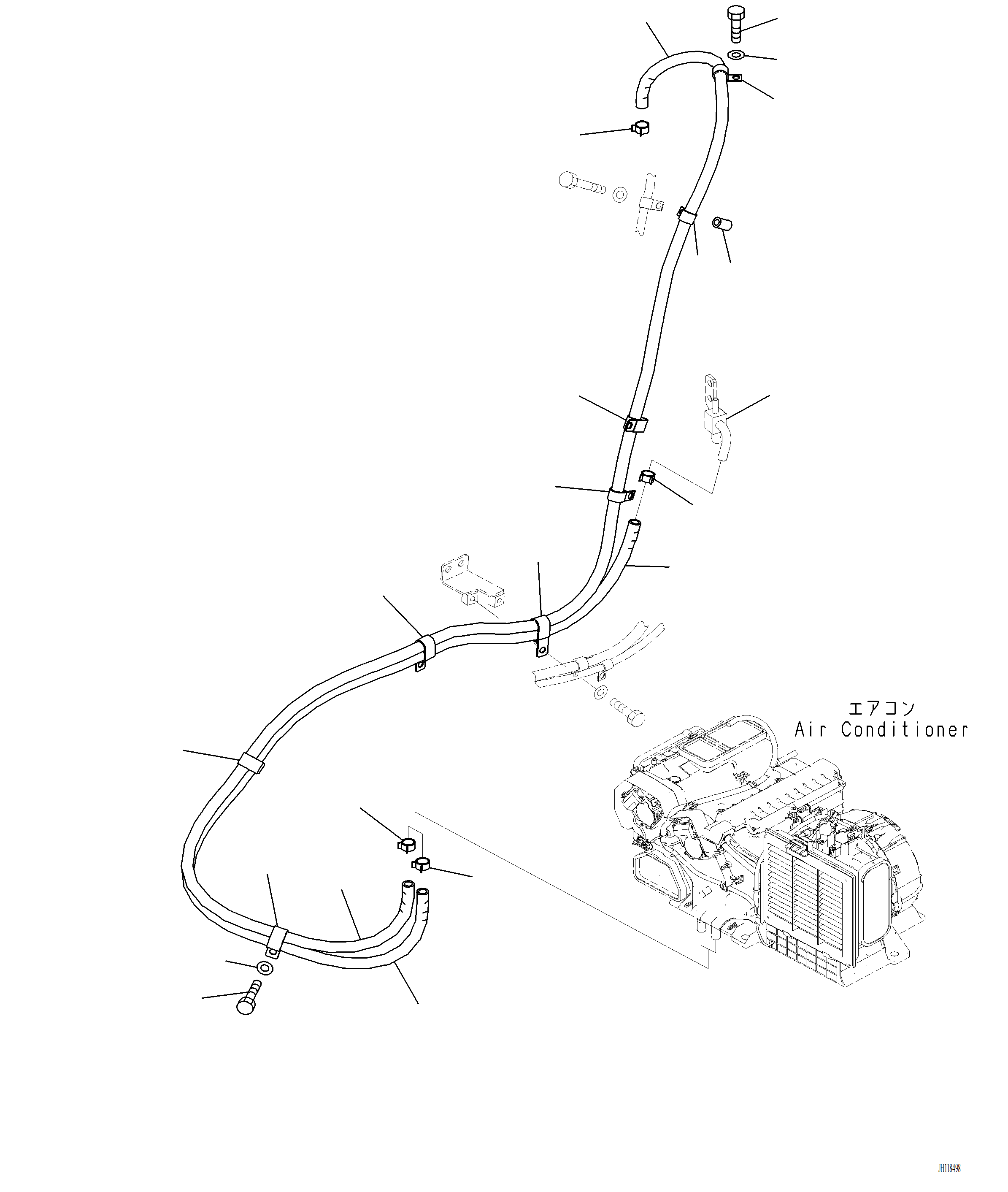 Komatsu parts book diagram for PC220LCi-12 S/N A15001: K0700-001006 AIR CONDITIONER HEATER PIPING