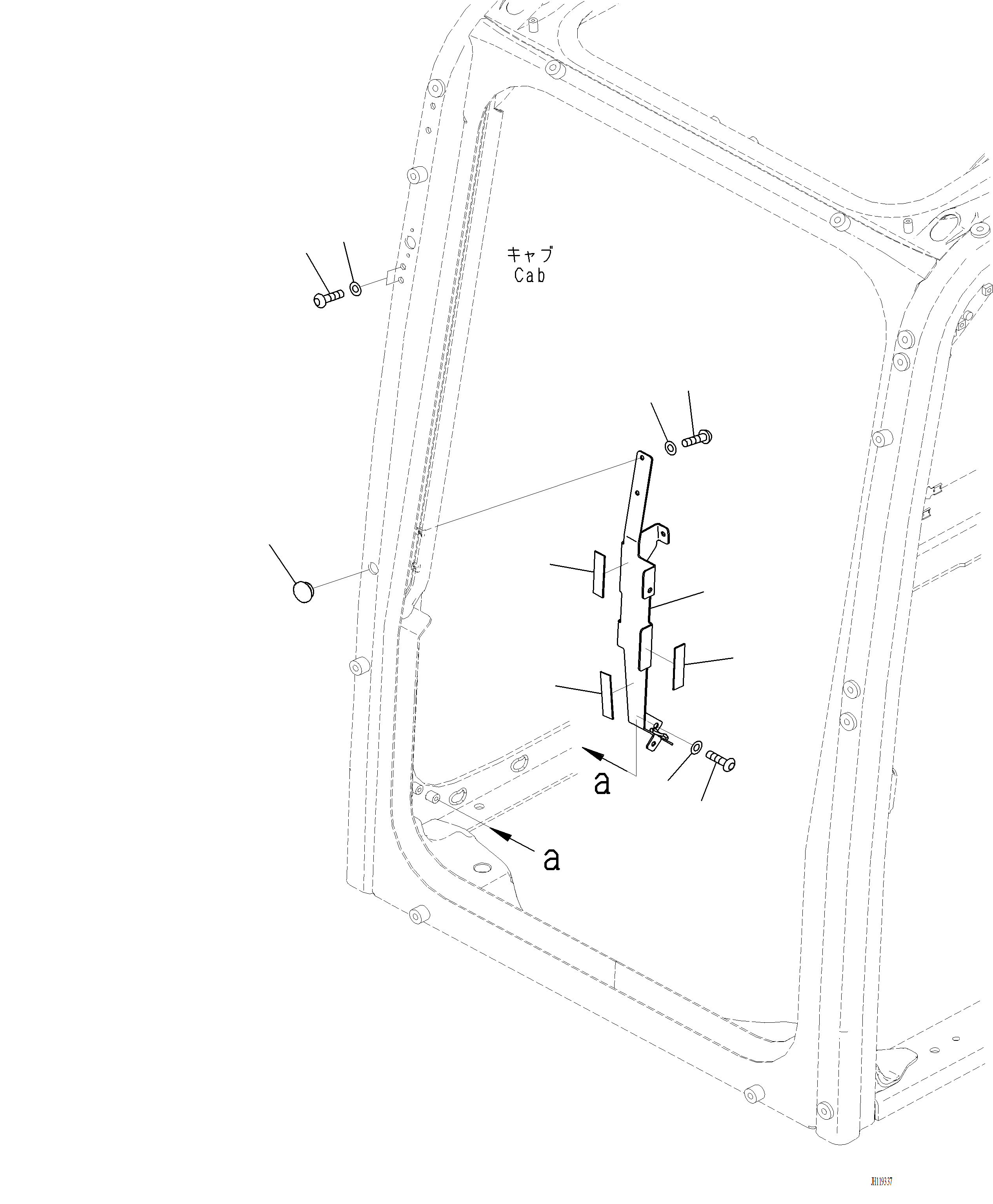 Komatsu parts book diagram for PC220LCi-12 S/N A15001: K1111-001019 CAB CAP