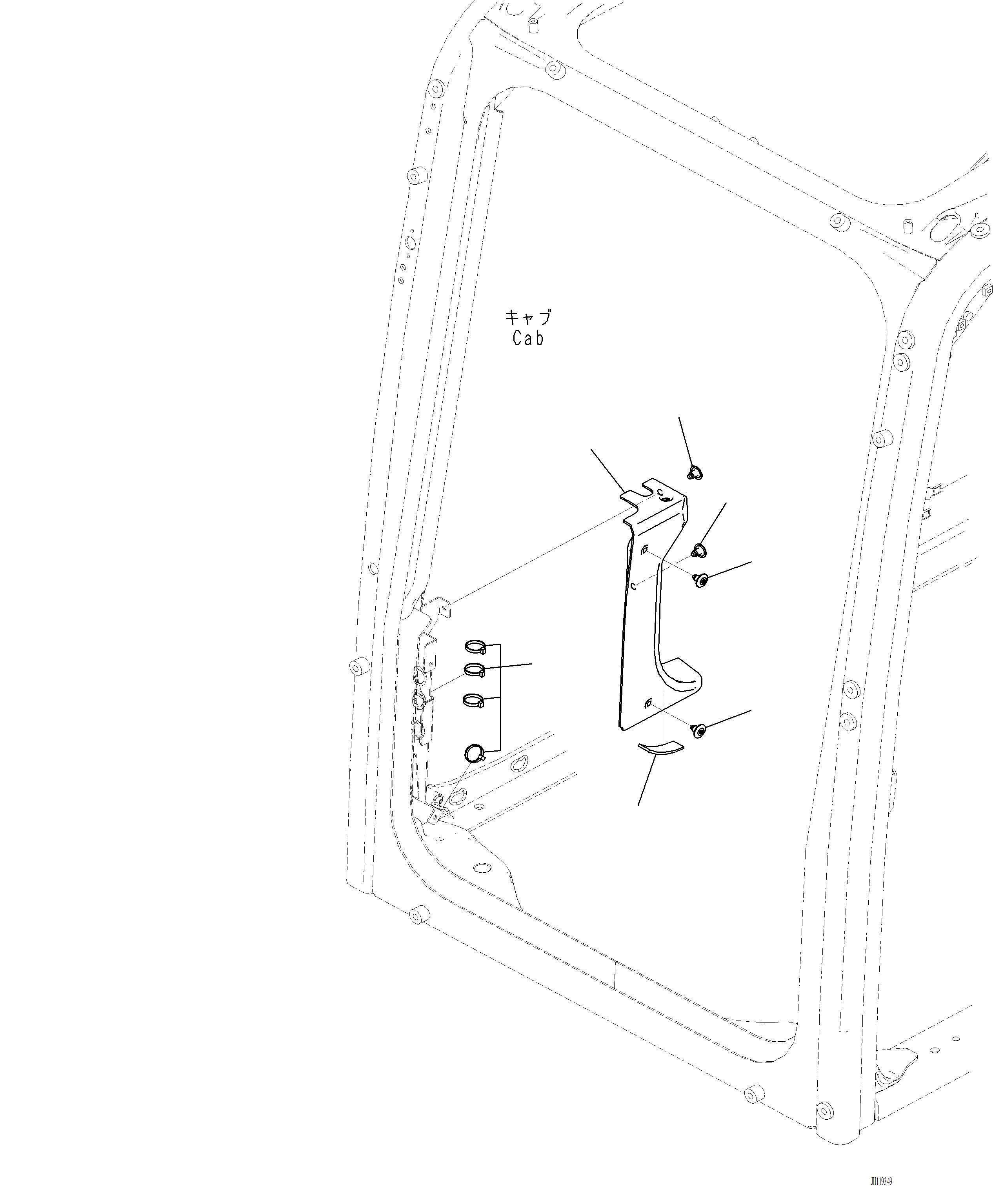 Komatsu parts book diagram for PC220LCi-12 S/N A15001: K1111-001032 CAB CAB IN PARTS, COVER