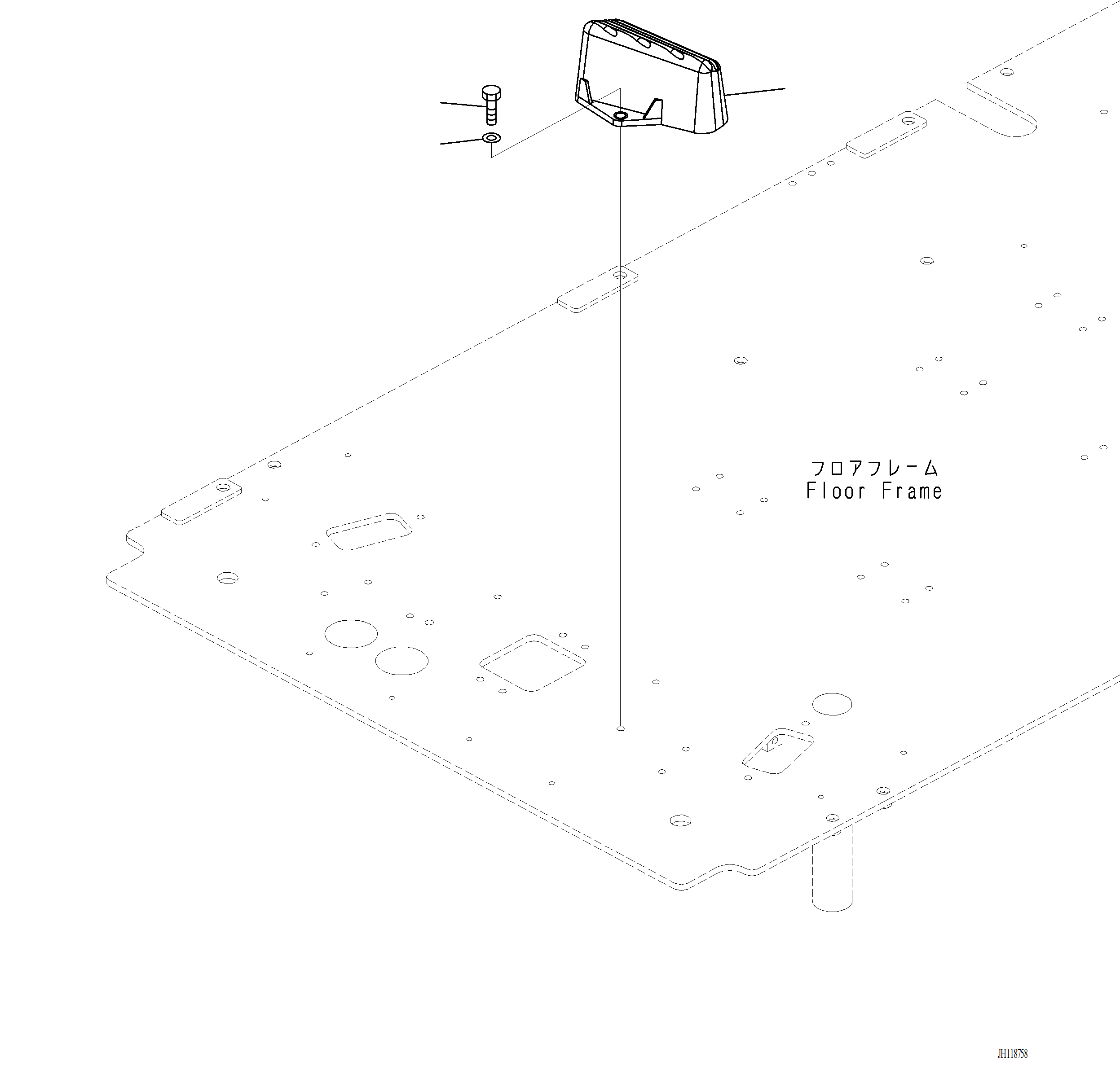 Komatsu parts book diagram for PC220LCi-12 S/N A15001: K1111-001041 CAB FLOOR, FOOTREST, L.H.