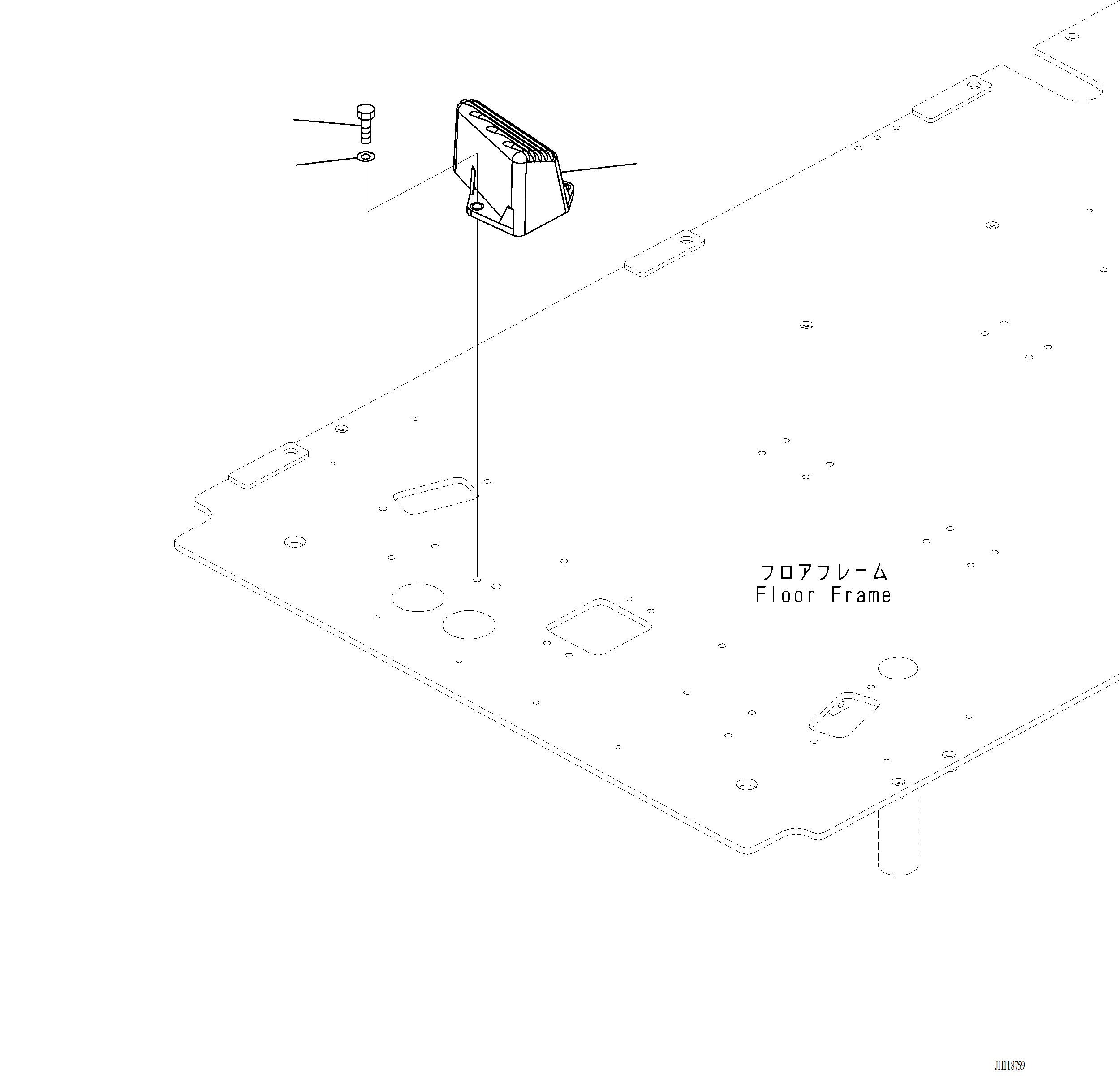 Komatsu parts book diagram for PC220LCi-12 S/N A15001: K1111-001042 CAB FLOOR, FOOTREST, R.H.