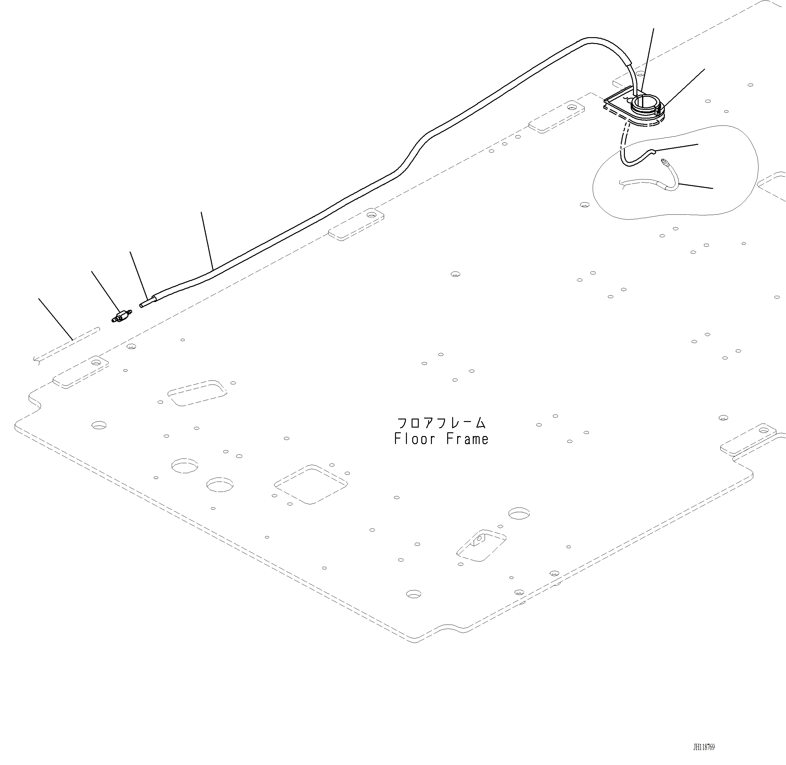Komatsu parts book diagram for PC220LCi-12 S/N A15001: K1111-001046 CAB FLOOR, WINDOW WASHER HOSE