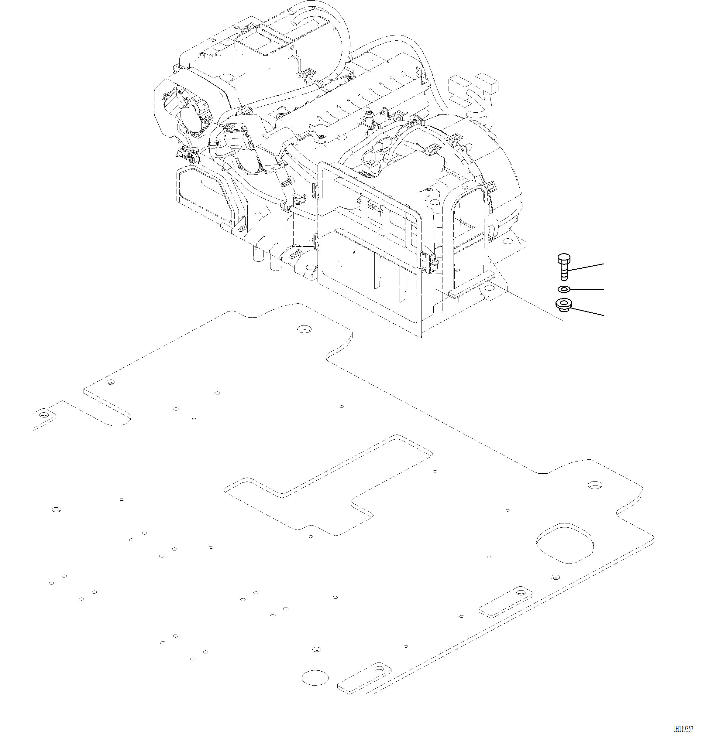 Komatsu parts book diagram for PC220LCi-12 S/N A15001: K1111-001056 CAB FLOOR, AIR CONDITIONER MOUNTING