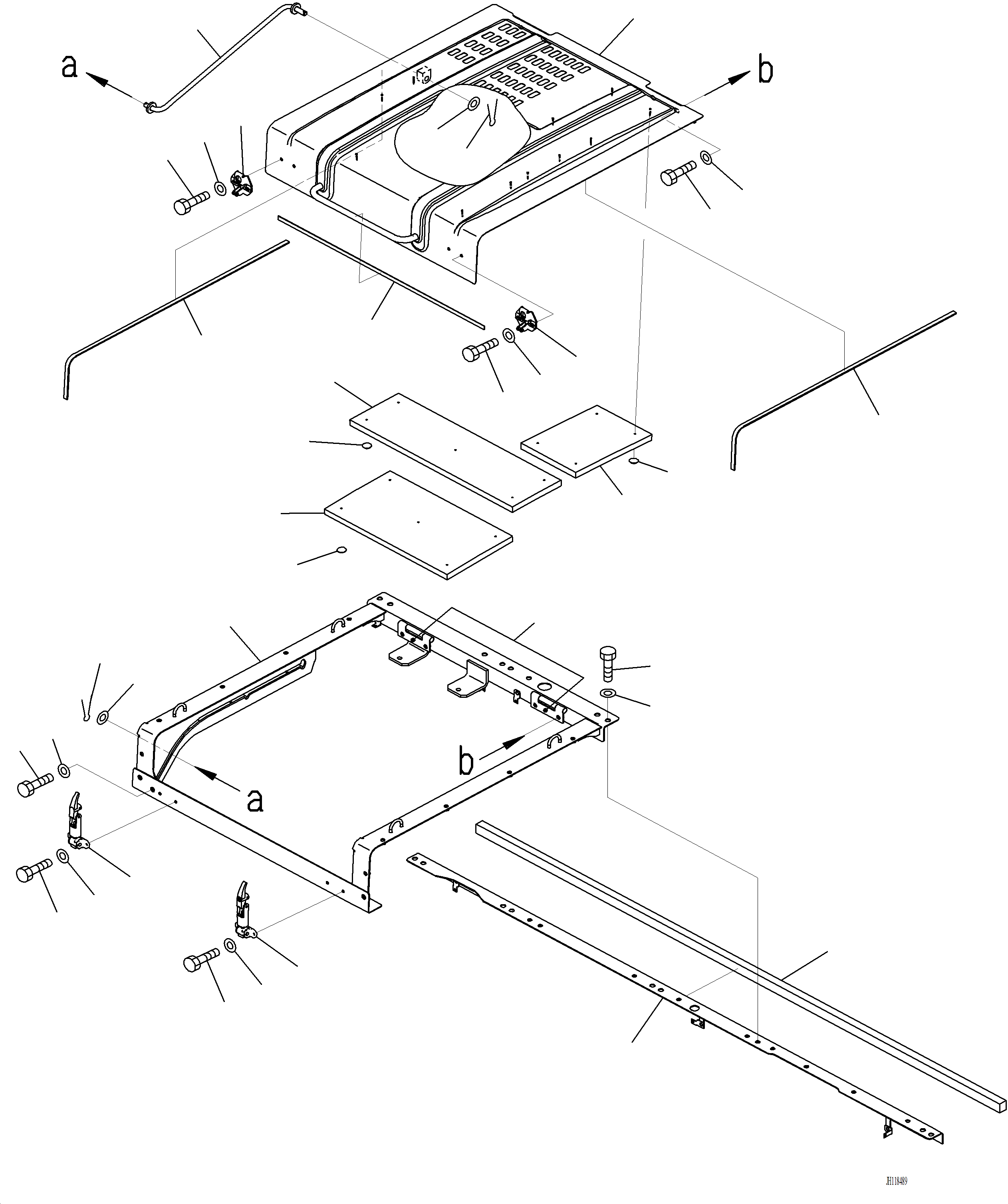 Komatsu parts book diagram for PC220LCi-12 S/N A15001: M1110-001002 ENGINE HOOD CENTER