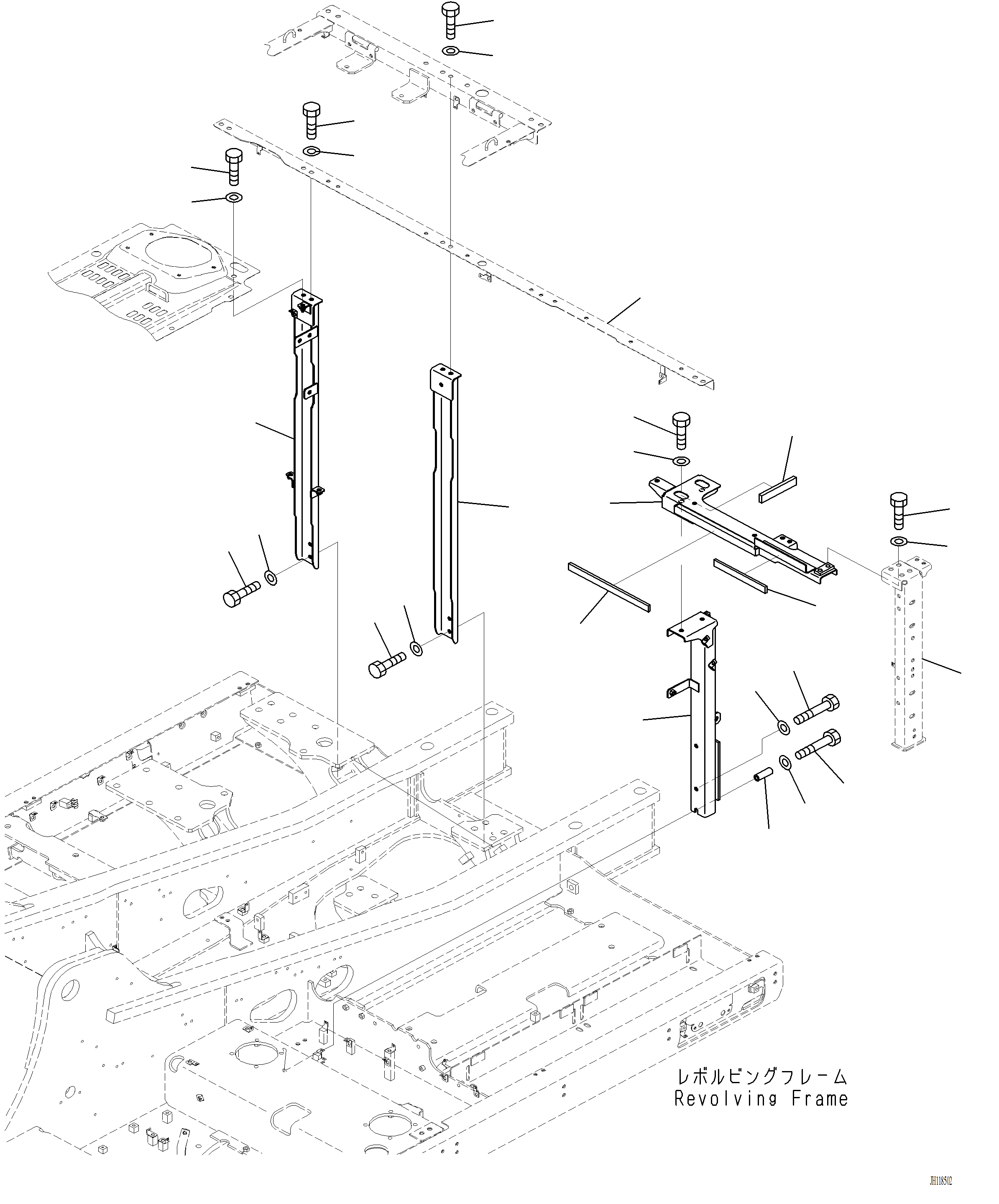 Komatsu parts book diagram for PC220LCi-12 S/N A15001: M1120-001001 FRAME