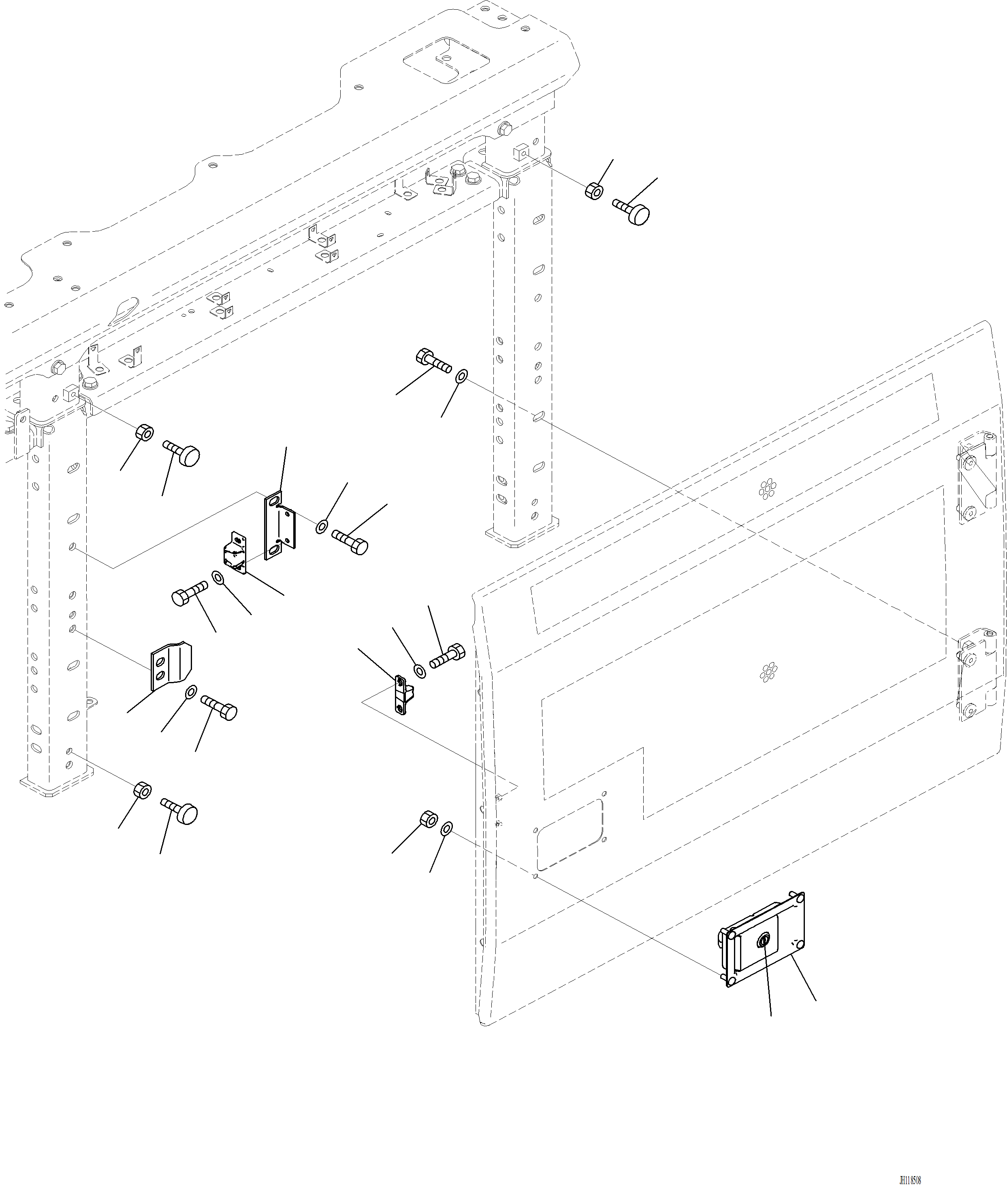 Komatsu parts book diagram for PC220LCi-12 S/N A15001: M1130-002002 SIDE COVER L.H. COVER AND LOCK