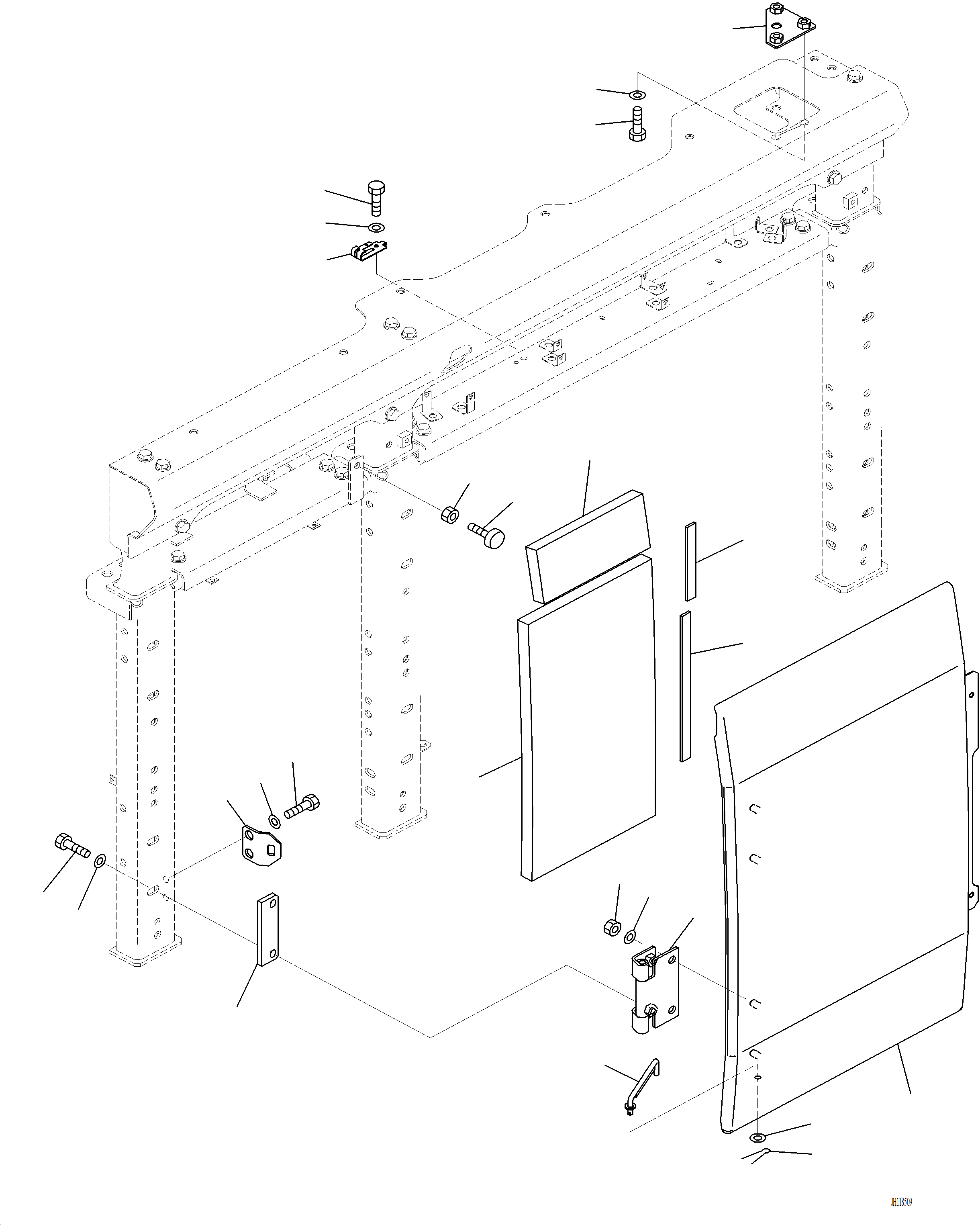 Komatsu parts book diagram for PC220LCi-12 S/N A15001: M1130-002003 SIDE COVER L.H. COVER