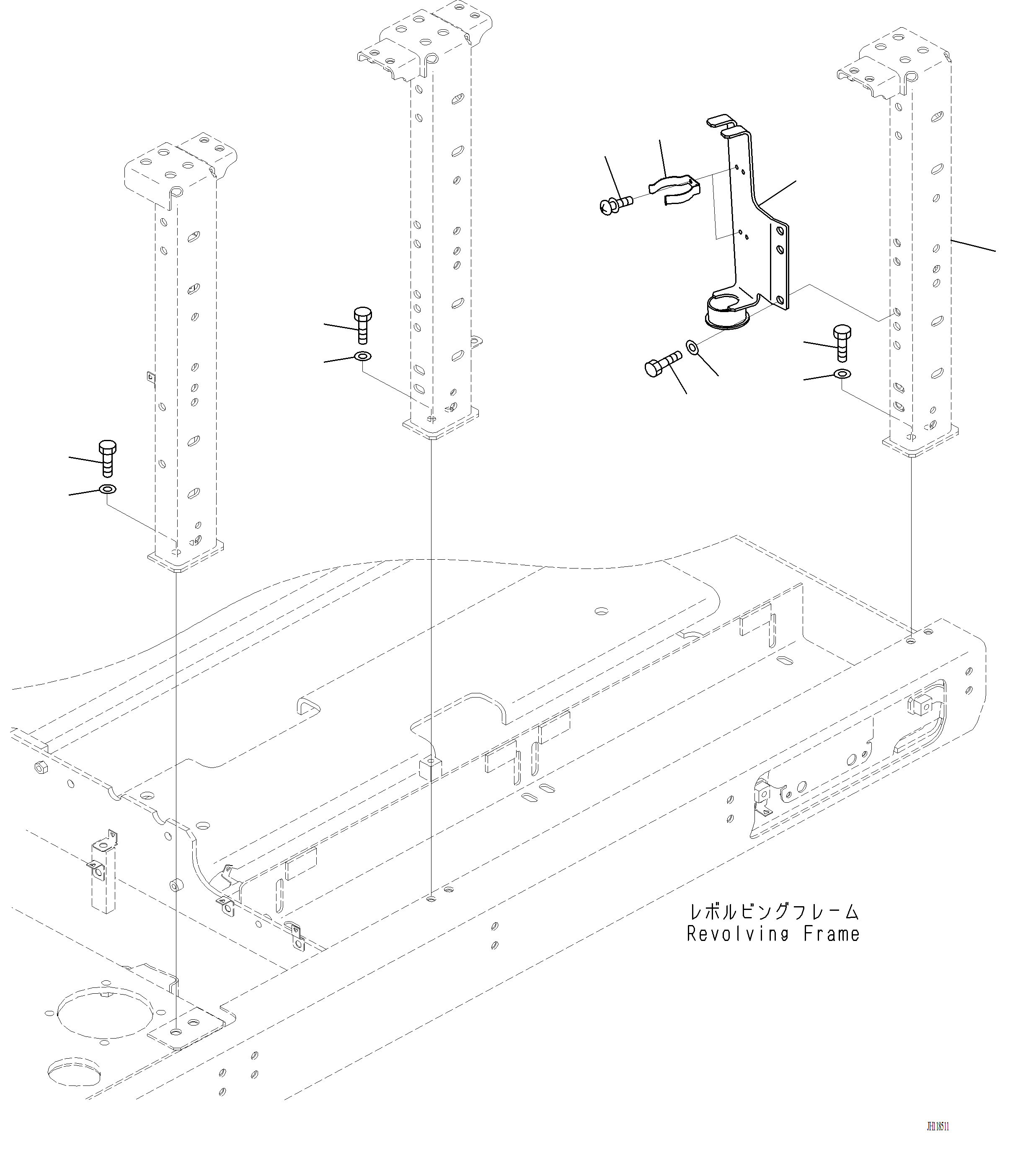 Komatsu parts book diagram for PC220LCi-12 S/N A15001: M1130-002005 SIDE COVER L.H. BRACKET