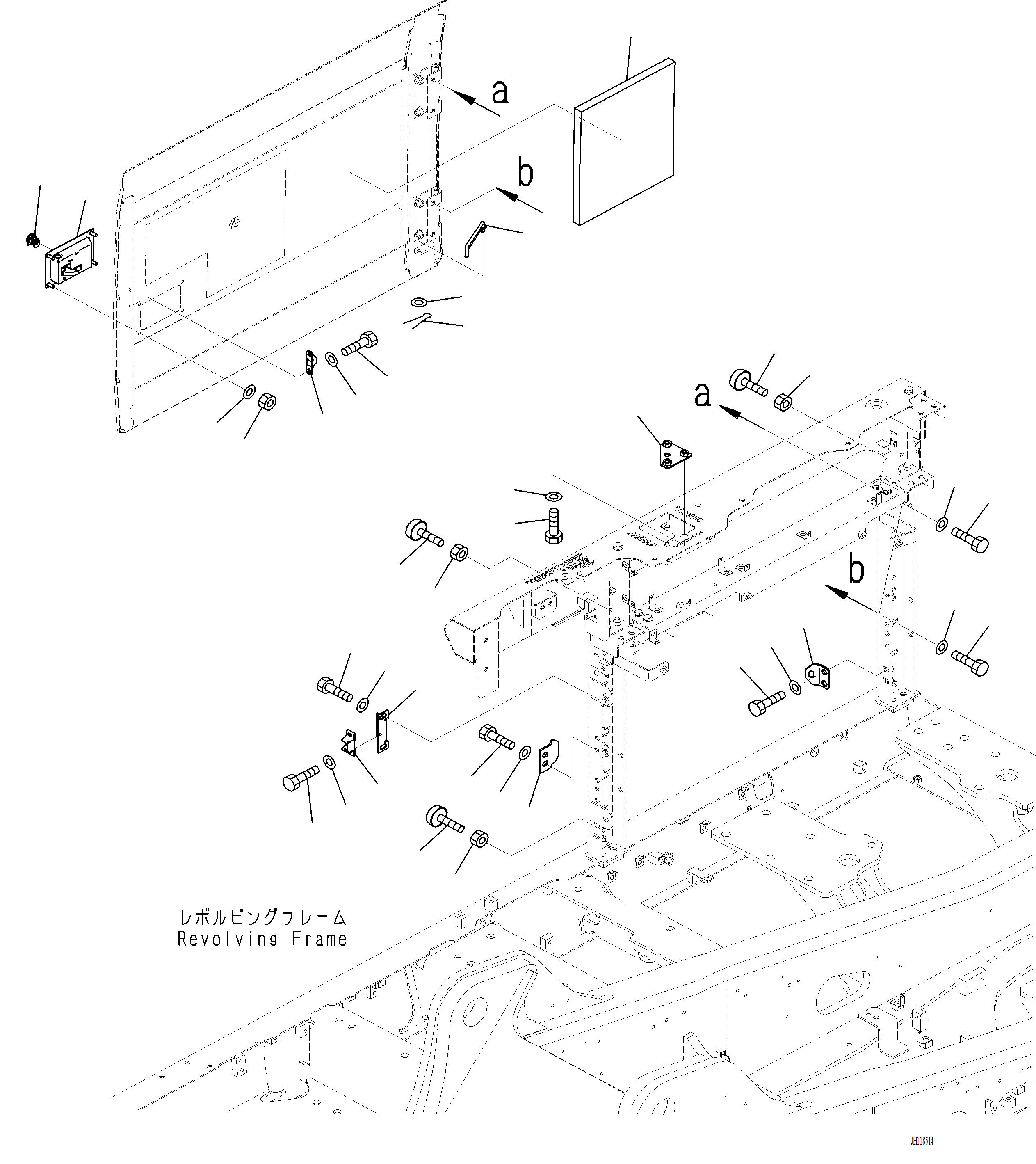 Komatsu parts book diagram for PC220LCi-12 S/N A15001: M1140-001002 SIDE COVER R.H. COVER AND LOCK