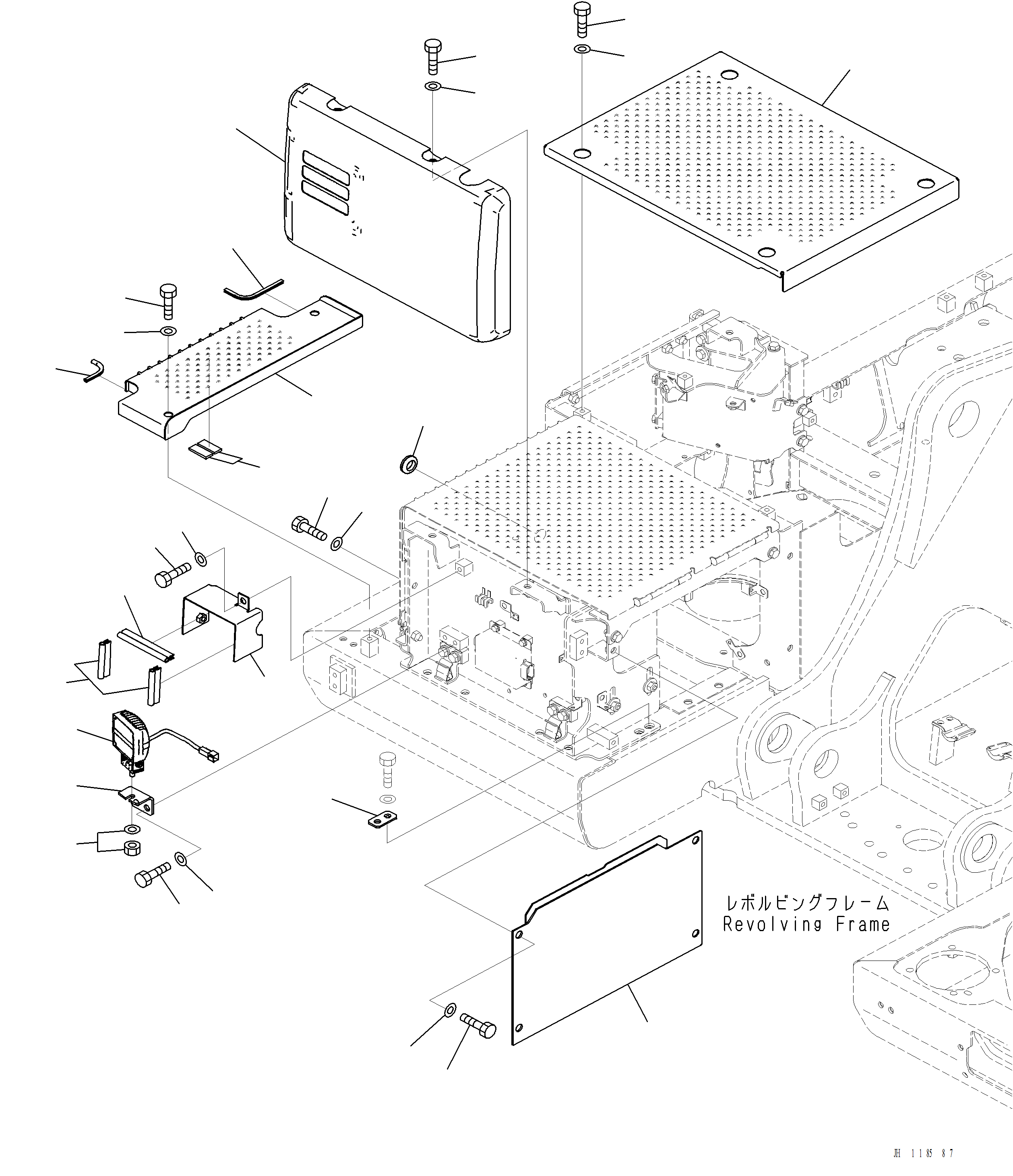 Komatsu parts book diagram for PC220LCi-12 S/N A15001: M1220-001006 RIGHT SIDE CASE BRACKET AND COVER