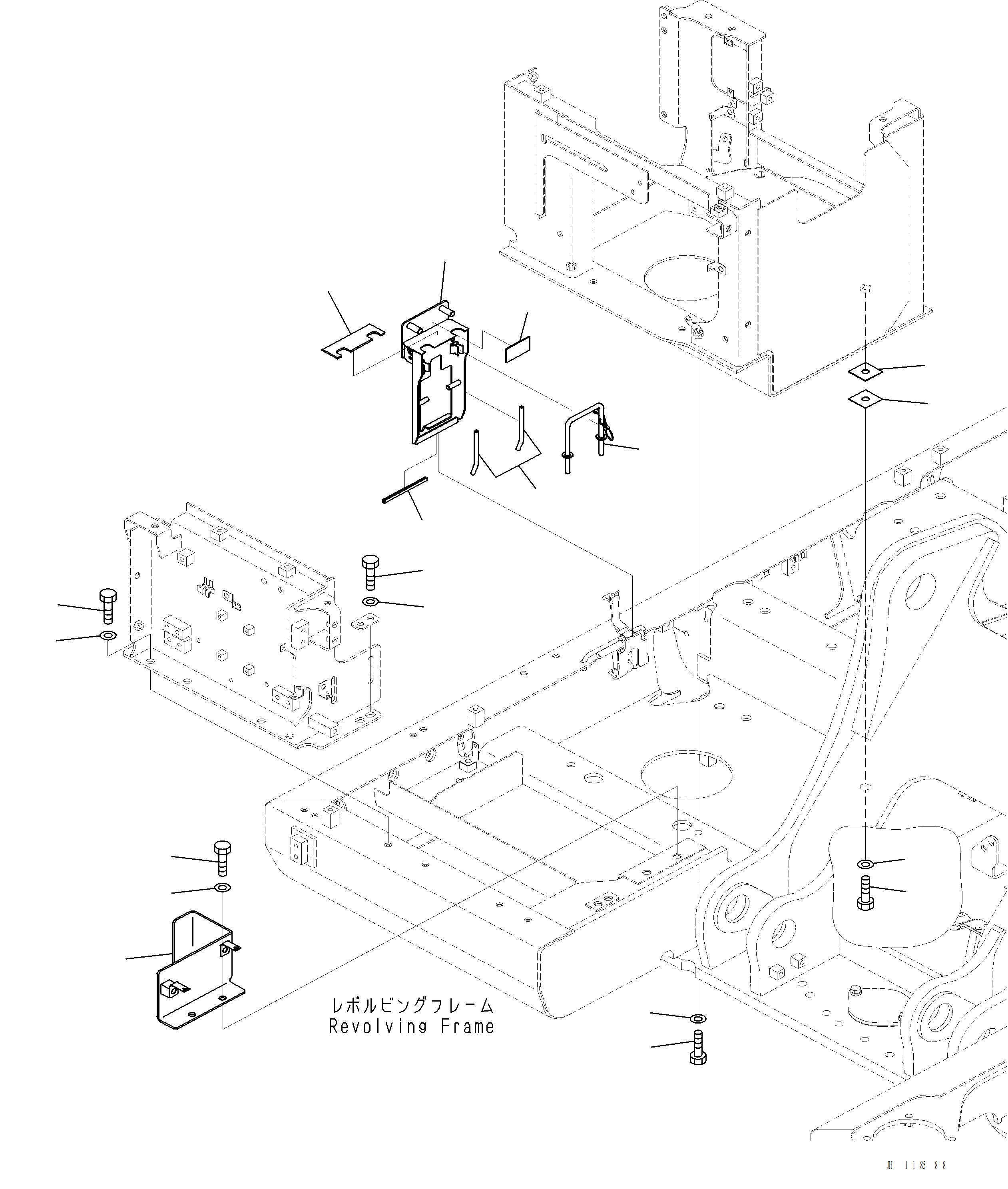 Komatsu parts book diagram for PC220LCi-12 S/N A15001: M1220-001007 RIGHT SIDE CASE BRACKET