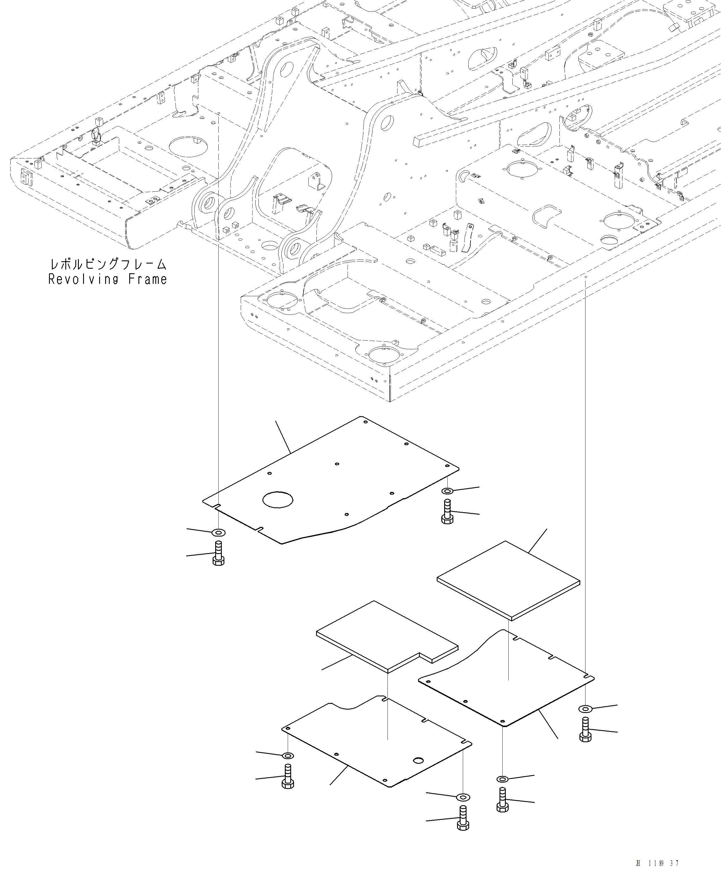 Komatsu parts book diagram for PC220LCi-12 S/N A15001: M1810-001001 UNDER COVER (STANDARD) COVER (1/3)