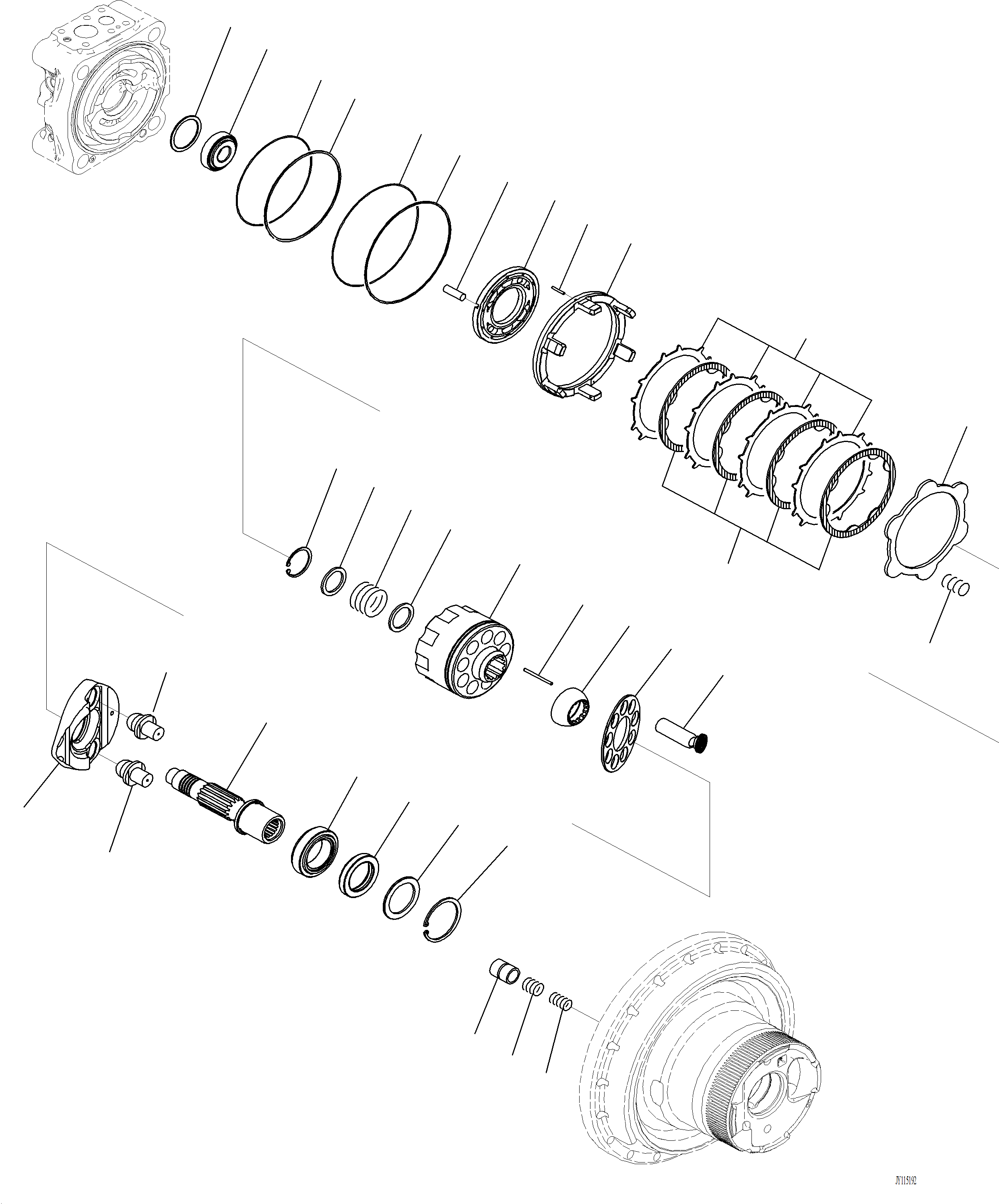 Komatsu parts book diagram for PC220LCi-12 S/N A15001: P1210-001005 TRAVEL MOTOR AND FINAL DRIVE INNER PARTS, TRAVEL MOTOR, R.H. (2/2)