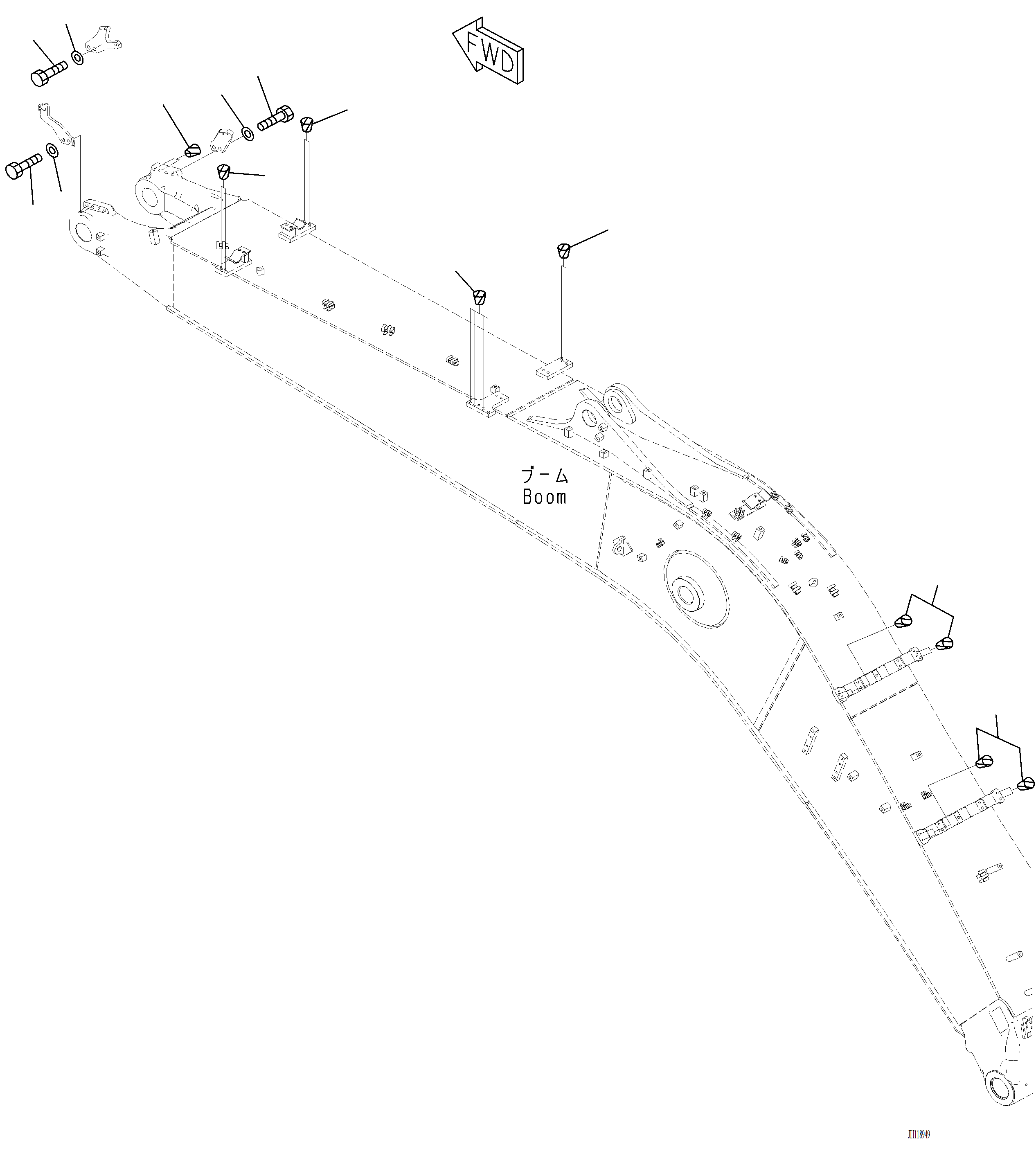 Komatsu parts book diagram for PC220LCi-12 S/N A15001: T1110-003006 BOOM PLUG (1/2)