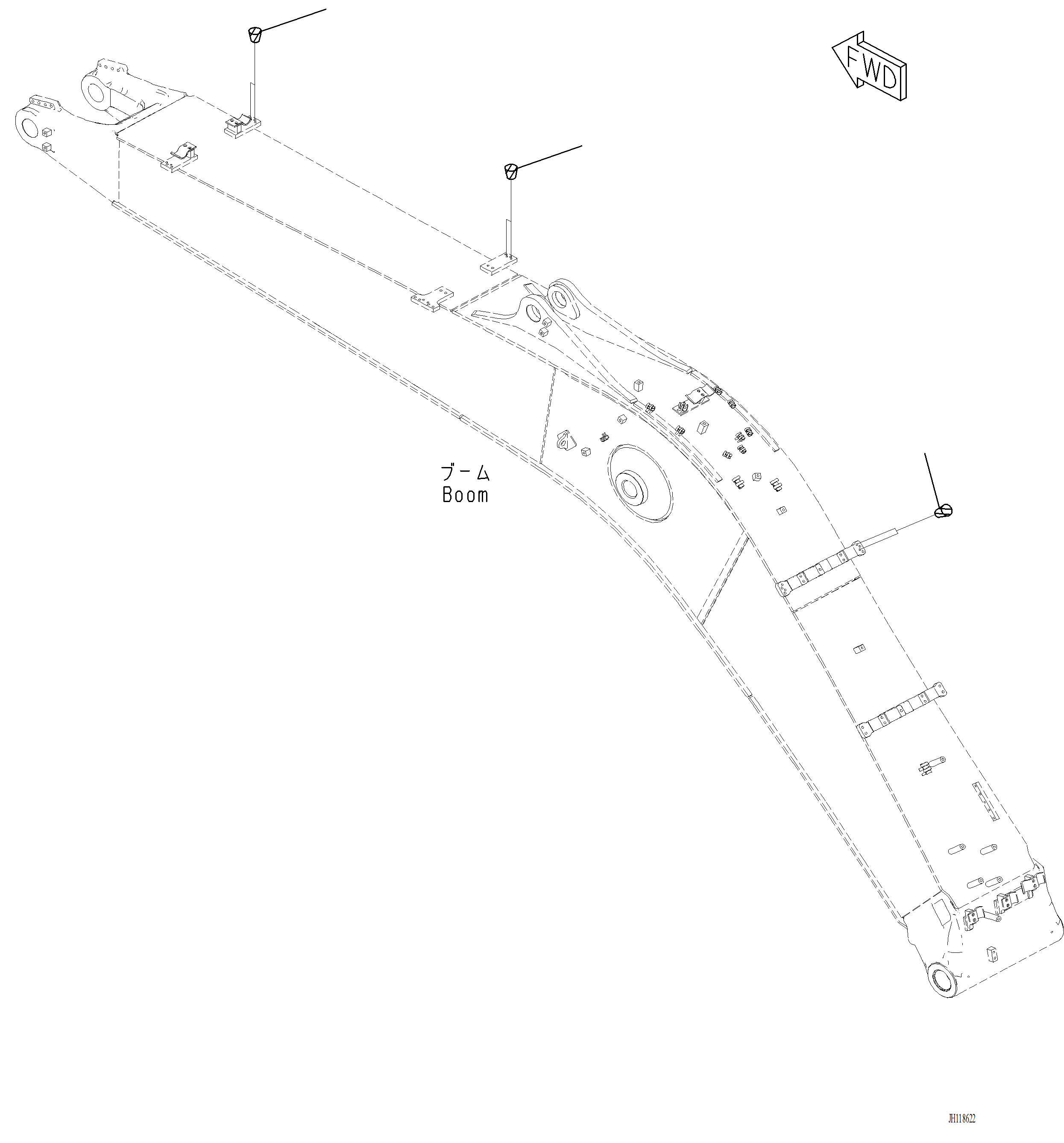 Komatsu parts book diagram for PC220LCi-12 S/N A15001: T1110-003007 BOOM PLUG (2/2)