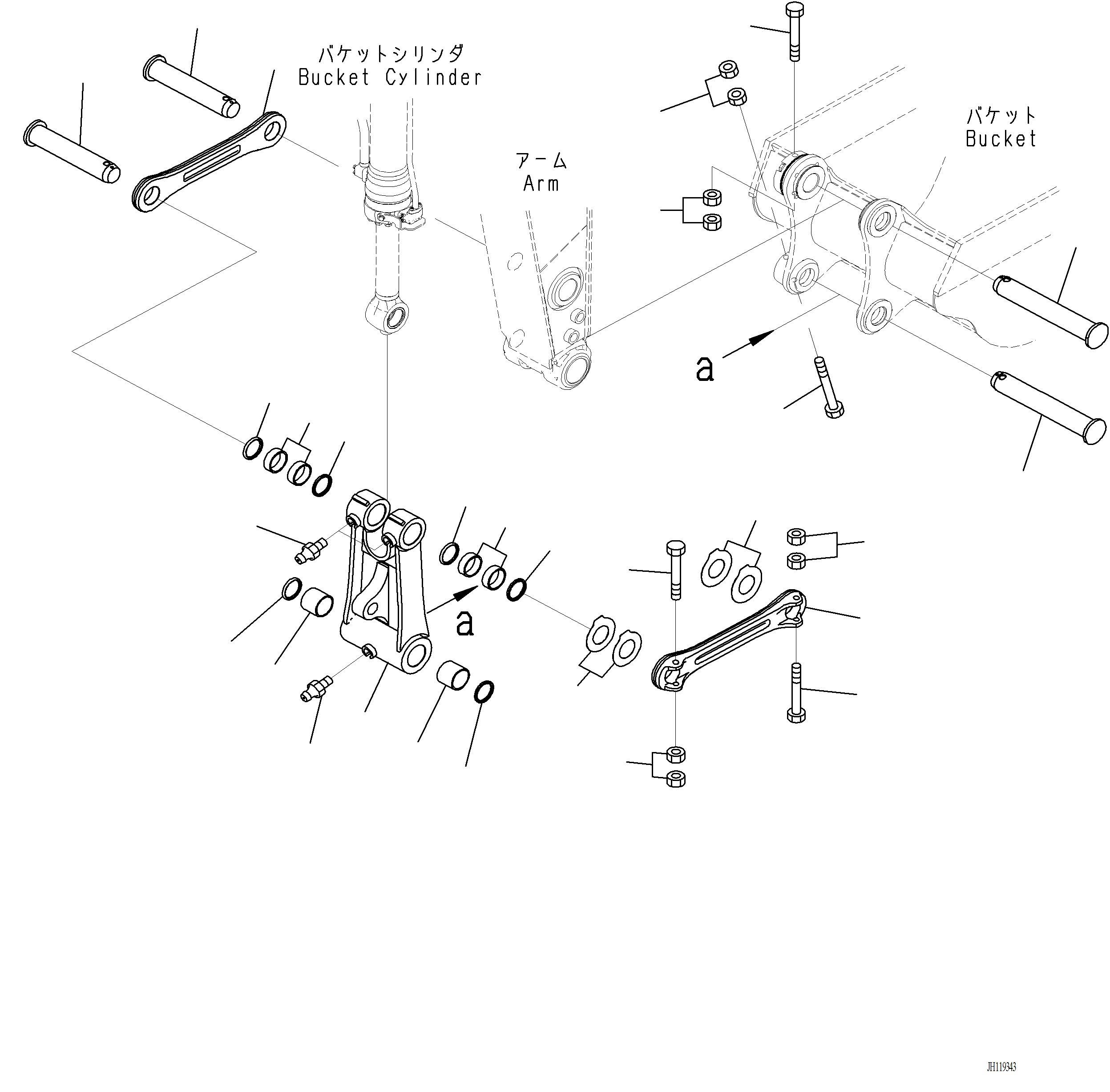 Komatsu parts book diagram for PC220LCi-12 S/N A15001: T1200-002005 ARM BUCKET LINK