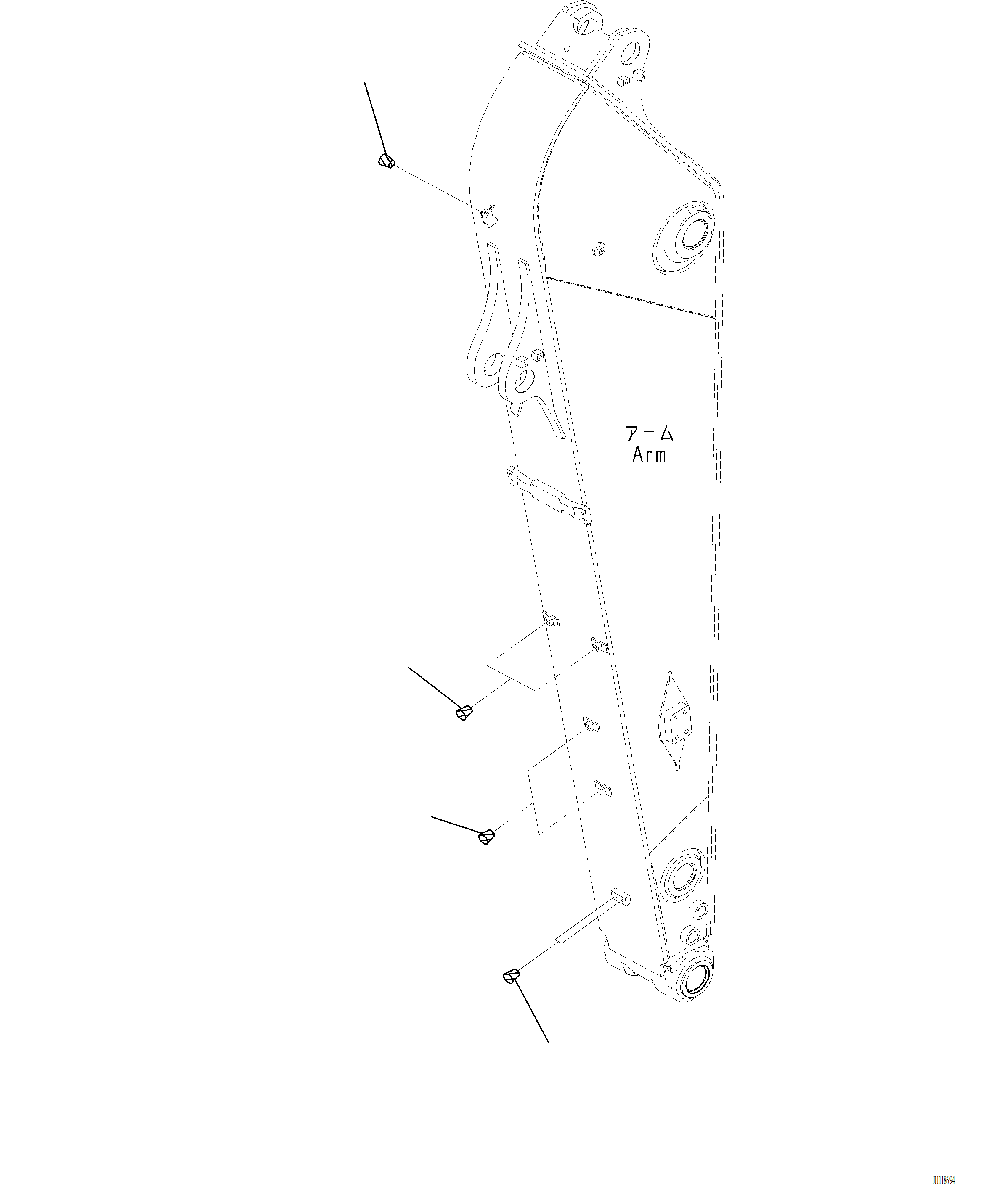 Komatsu parts book diagram for PC220LCi-12 S/N A15001: T1200-003010 ARM PLUG (2/2)