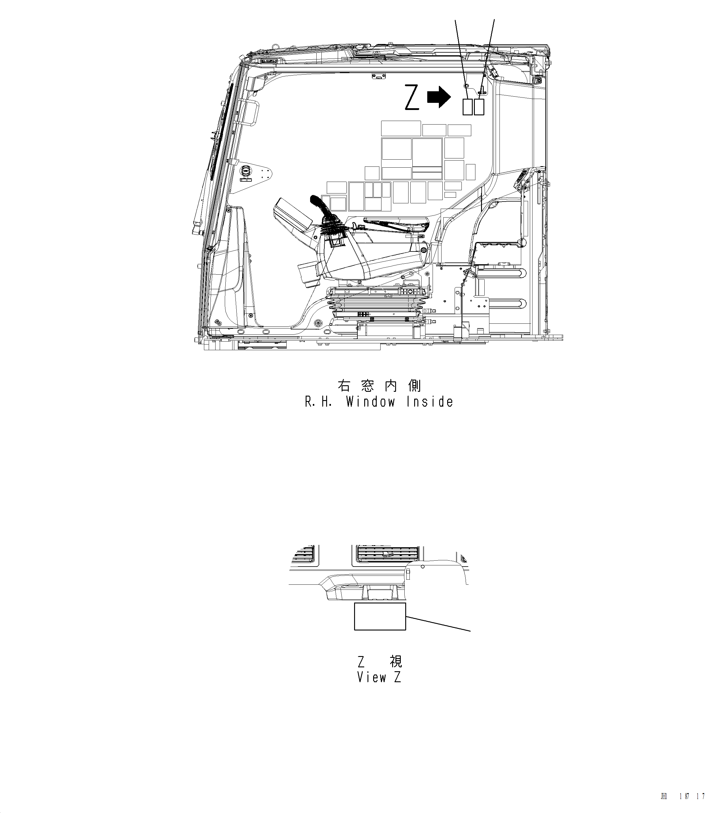 Komatsu parts book diagram for PC220LCi-12 S/N A15001: U0120-001001 CAUTION PLATES WINDOW LOCK