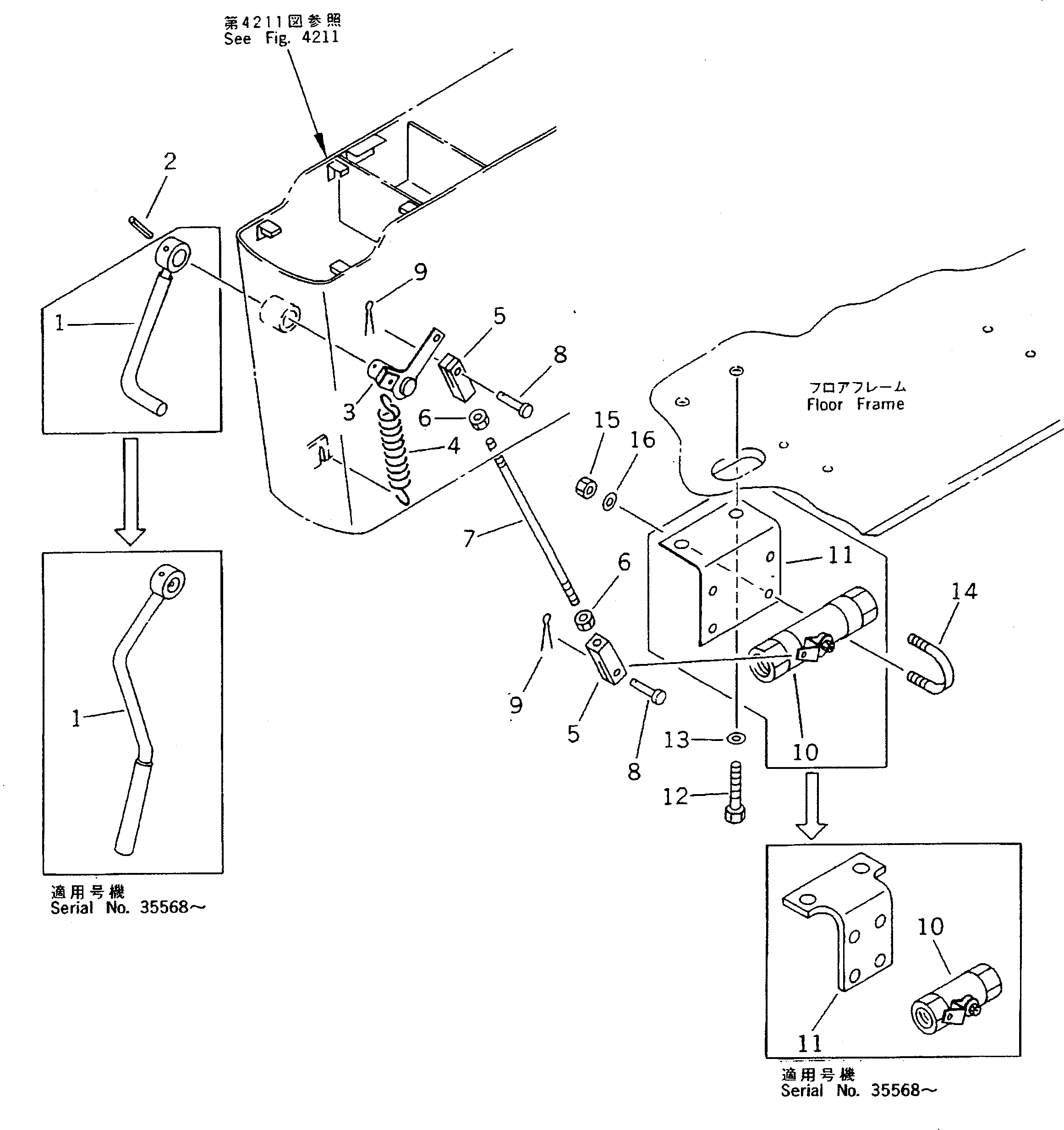 Excavators Komatsu / PC220LC-5 S/N 35001-UP(pc220lcr) / SAFETY LOCK LEVER CONTROL LINKAGE (FOR LONG LEVER CONTROL)(#35001-36613)(120260 : 4441)