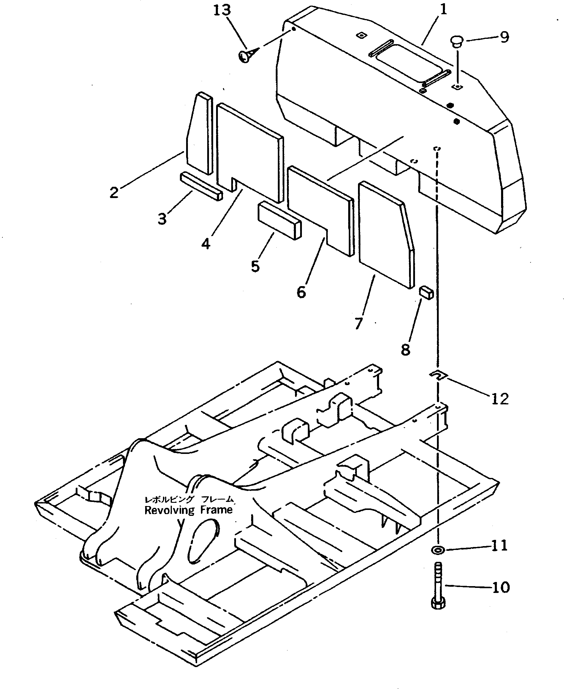 Excavators Komatsu / PC220LC-5 S/N 35001-UP(pc220lcr) / COUNTER WEIGHT (WITH SWING FLASHER) (FOR JAPAN)(#36614-)(120430 : 4805)