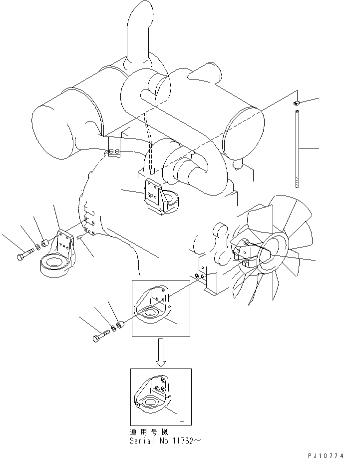 Excavators Komatsu / PC228USLC-1 S/N 11001-UP(pc228u0r) / ENGINE MOUNT (BRACKET AND HOSE)(030040 : B0100-02A0)