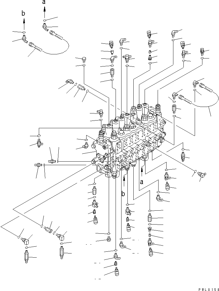 Excavators Komatsu / PC228USLC-1 S/N 11001-UP(pc228u0r) / MAIN VALVE (CONNECTING PARTS) (FOR MONO-BOOM)                    (DRAWBAR PULL UP SPEC.)(#11001-11205)(150020 : H0120-01A6)