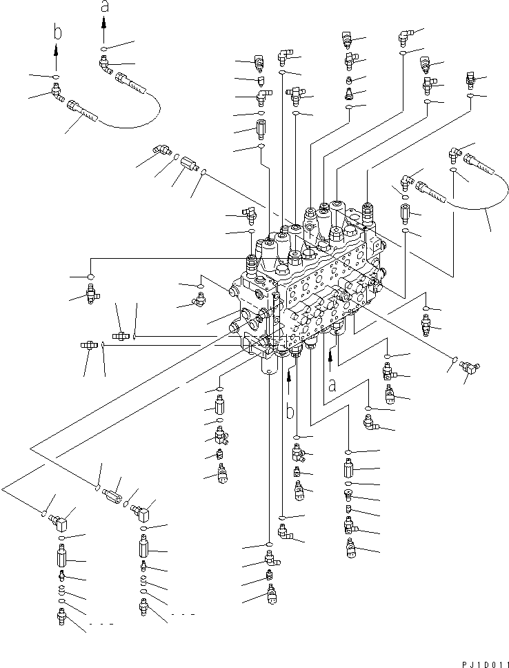 Excavators Komatsu / PC228USLC-1 S/N 11001-UP(pc228u0r) / MAIN VALVE (CONNECTING PARTS) (FOR MONO-BOOM)                    (DRAWBAR PULL UP SPEC.)(#11206-)(150030 : H0120-01A6A)