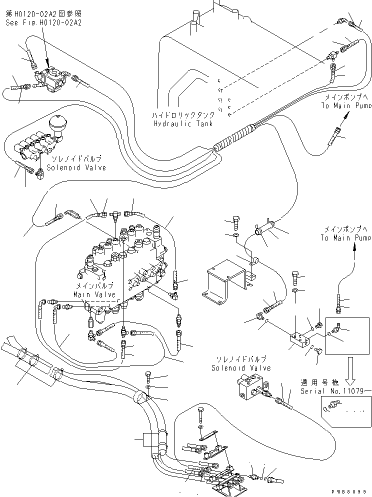 Excavators Komatsu / PC228USLC-1 S/N 11001-UP(pc228u0r) / PPC MAIN LINE (HOSE) (FOR MONO BOOM)(150500 : H1840-03A2A)