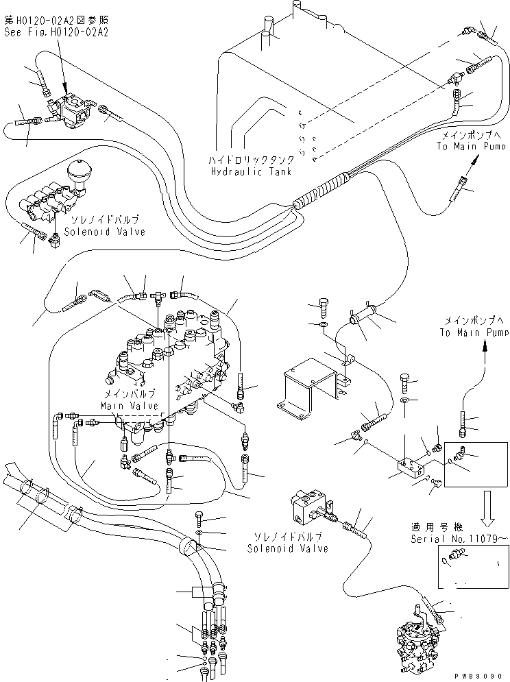 Excavators Komatsu / PC228USLC-1 S/N 11001-UP(pc228u0r) / PPC MAIN LINE (HOSE) (FOR MONO BOOM) (4WAY)(150510 : H1840-03A4A)