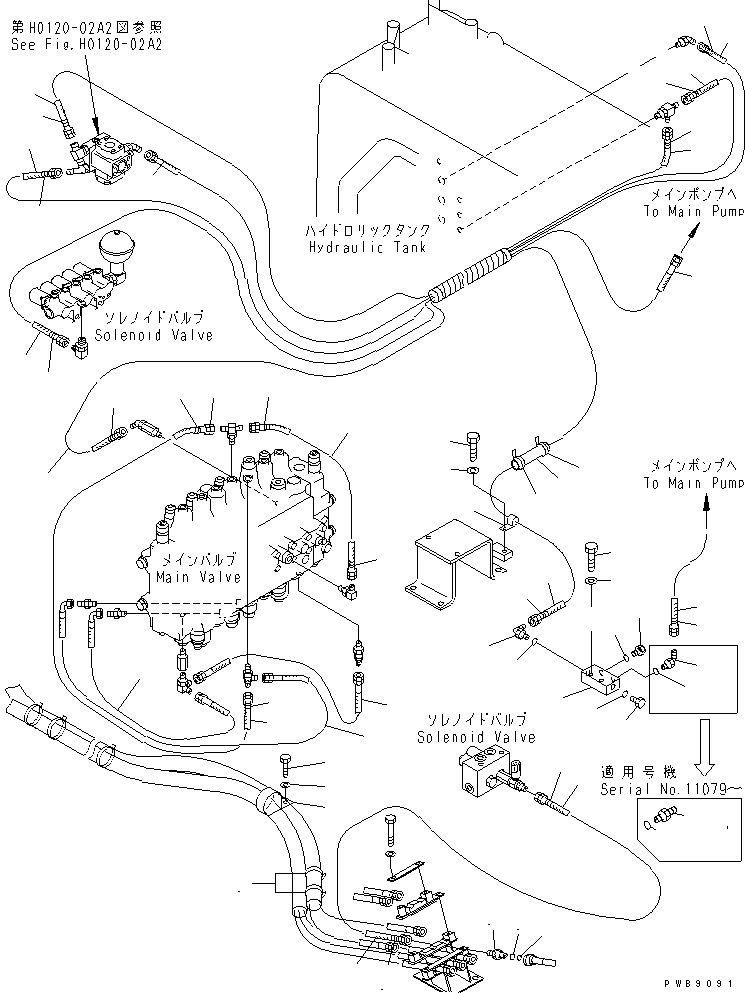Excavators Komatsu / PC228USLC-1 S/N 11001-UP(pc228u0r) / PPC MAIN LINE (HOSE) (2 ACTUATOR) (FOR MONO BOOM)(150520 : H1840-03A7A)