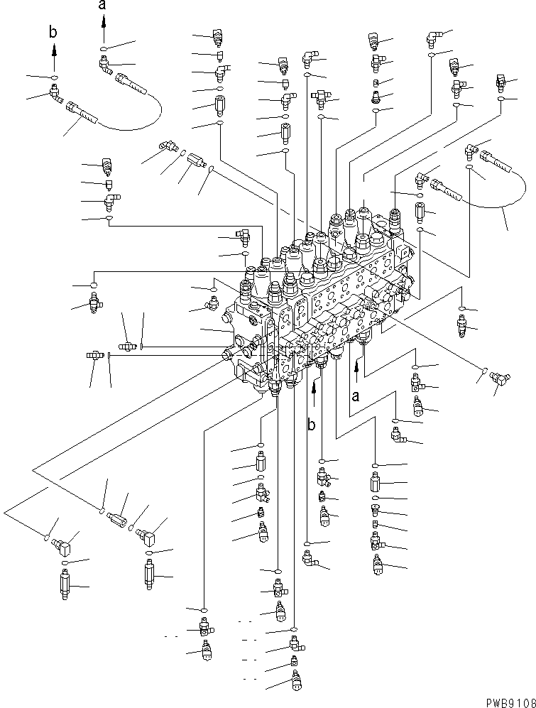Excavators Komatsu / PC228US-2J S/N 15001-UP (For KUK / Chassis only)(pc228u1c) / MAIN VALVE (CONNECTING PARTS) (2 ACTUATOR) (FOR MONO BOOM)(150030 : H0120-01A2)