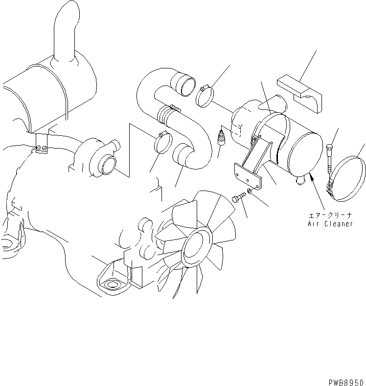 Komatsu parts book diagram for PC228USLC-2J S/N 15001-UP (For KUK / Chassis only): AIR CLEANER CONNECTION (FOR DOUBLE ELEMENT)