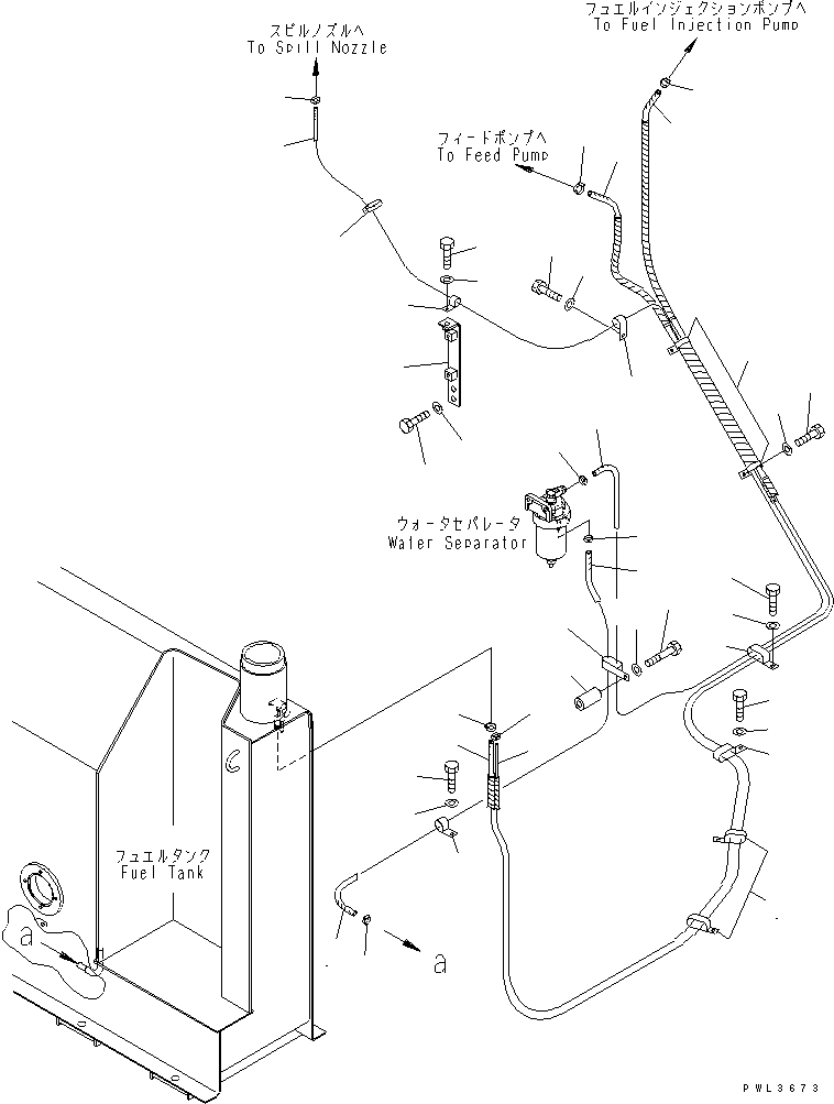 Komatsu parts book diagram for PC228USLC-2J S/N 15001-UP (For KUK / Chassis only): FUEL LINES (EU SPEC.)(#15321-)
