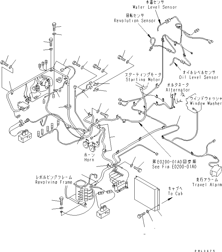 Komatsu parts book diagram for PC228USLC-2J S/N 15001-UP (For KUK / Chassis only): WIRING (MAIN HARNESS) (EU SPEC.)(#15321-)
