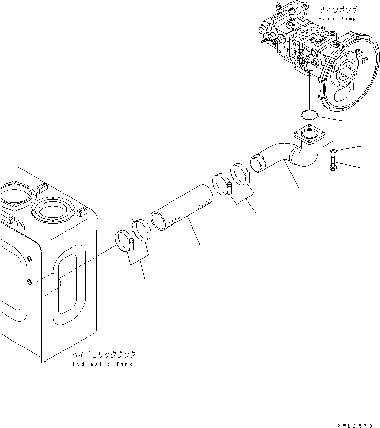 Komatsu parts book diagram for PC228USLC-2J S/N 15001-UP (For KUK / Chassis only): SUCTION LINE