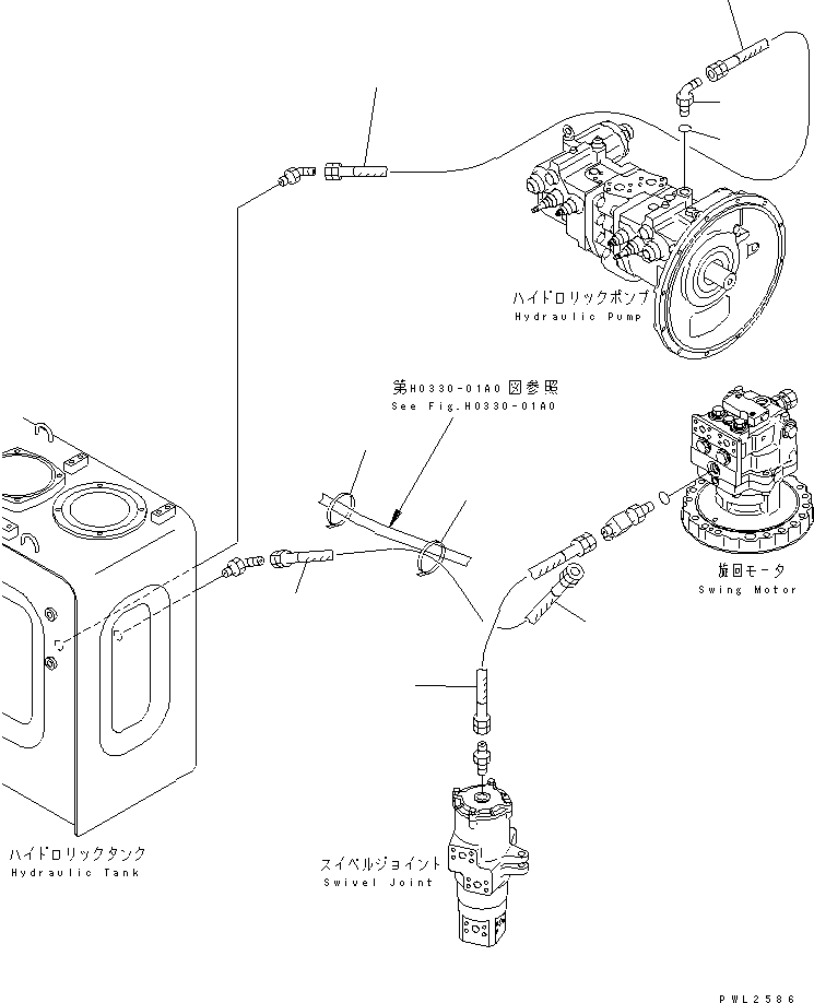 Komatsu parts book diagram for PC228USLC-2J S/N 15001-UP (For KUK / Chassis only): DRAIN LINE