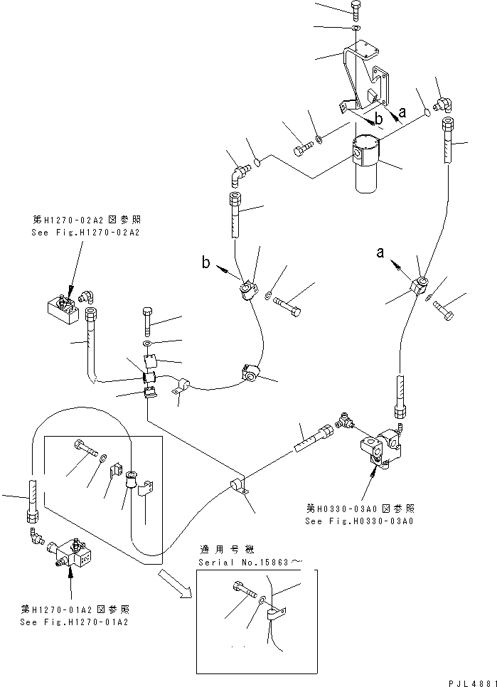 Komatsu parts book diagram for PC228USLC-2J S/N 15001-UP (For KUK / Chassis only): ATTACHMENT LINE (1 & 2 ACTUATOR) (RETURN)(#15548-)