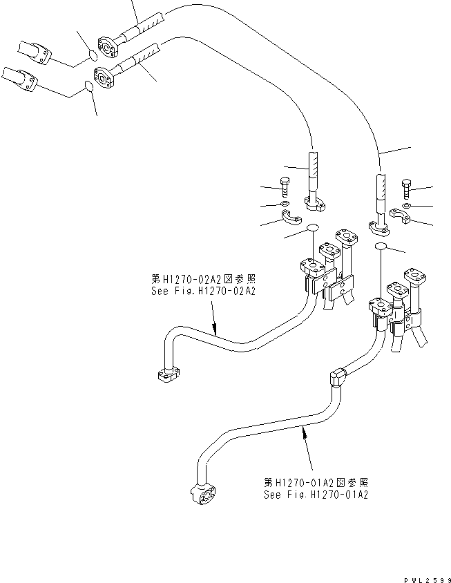 Komatsu parts book diagram for PC228USLC-2J S/N 15001-UP (For KUK / Chassis only): ATTACHMENT LINE (1 & 2 ACTUATOR) (HOSE)