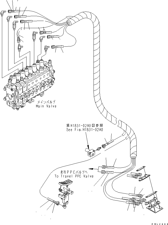 Komatsu parts book diagram for PC228USLC-2J S/N 15001-UP (For KUK / Chassis only): PPC MAIN LINE (VALVE PPC) (VALVE UPPER LINE) (1 & 2 ACTUATOR) (FOR MONO BOOM)