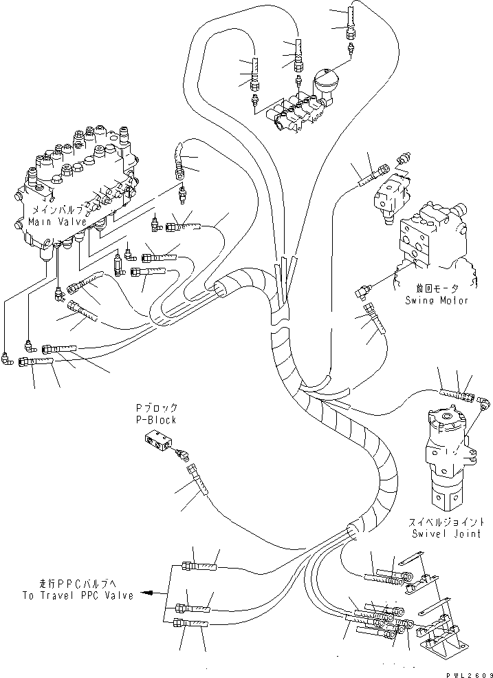 Komatsu parts book diagram for PC228USLC-2J S/N 15001-UP (For KUK / Chassis only): PPC MAIN LINE (VALVE PPC) (VALVE LOWER LINE) (FOR MON0 BOOM)