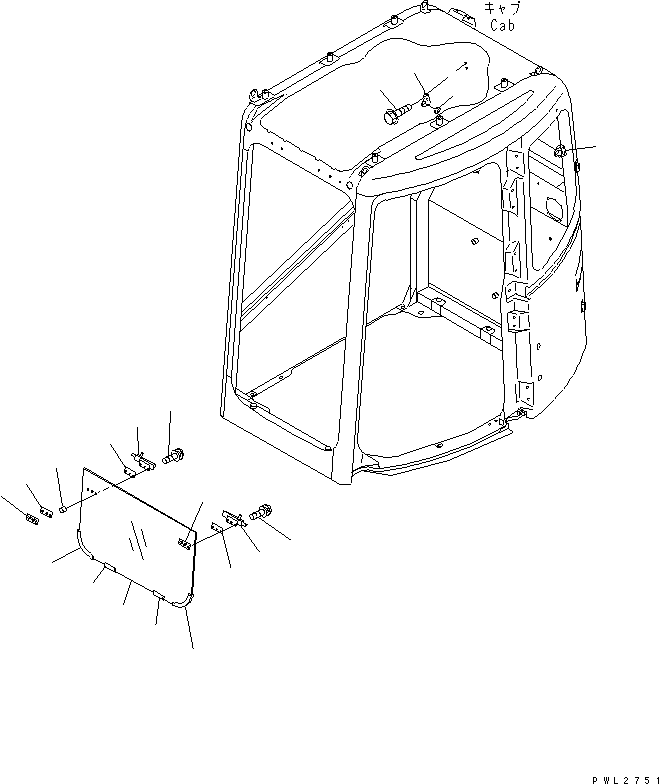 Komatsu parts book diagram for PC228USLC-2J S/N 15001-UP (For KUK / Chassis only): OPERATOR'S CAB (FRONT LOWER WINDOW)