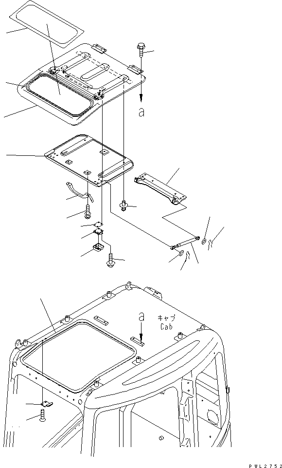 Komatsu parts book diagram for PC228USLC-2J S/N 15001-UP (For KUK / Chassis only): OPERATOR'S CAB (ROOF WINDOW)