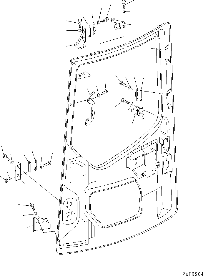 Komatsu parts book diagram for PC228USLC-2J S/N 15001-UP (For KUK / Chassis only): OPERATOR'S CAB (DOOR ROLLER AND STRIKER)