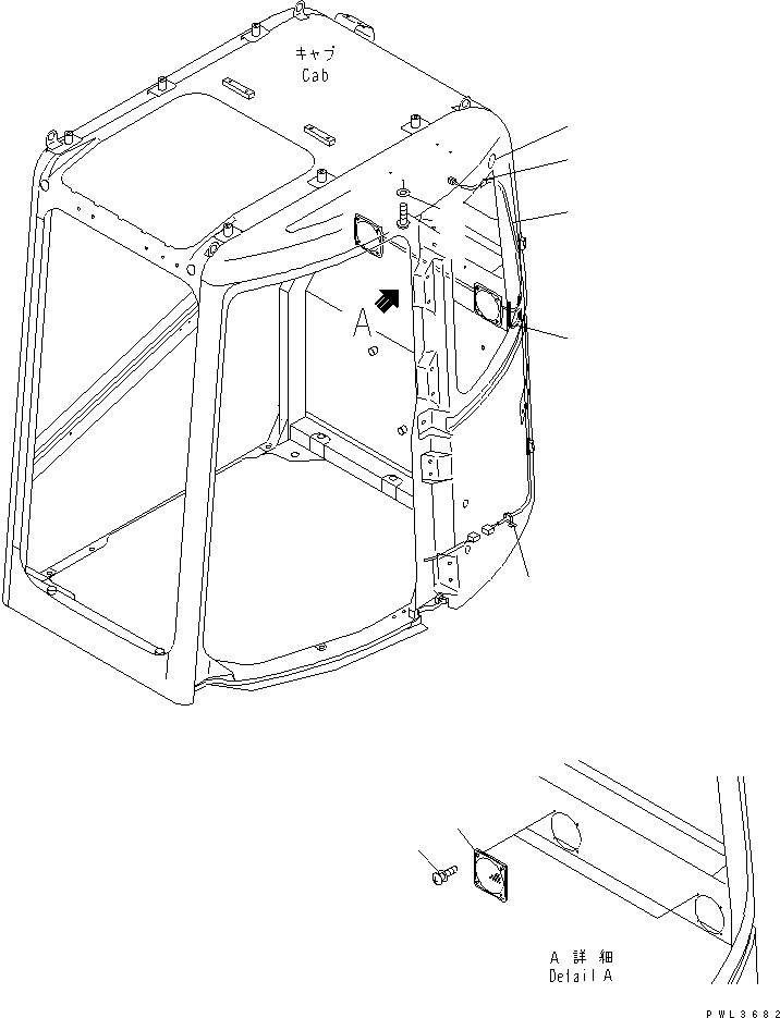 Komatsu parts book diagram for PC228USLC-2J S/N 15001-UP (For KUK / Chassis only): OPERATOR'S CAB (RADIO LESS) (EU SPEC.)(#15321-)