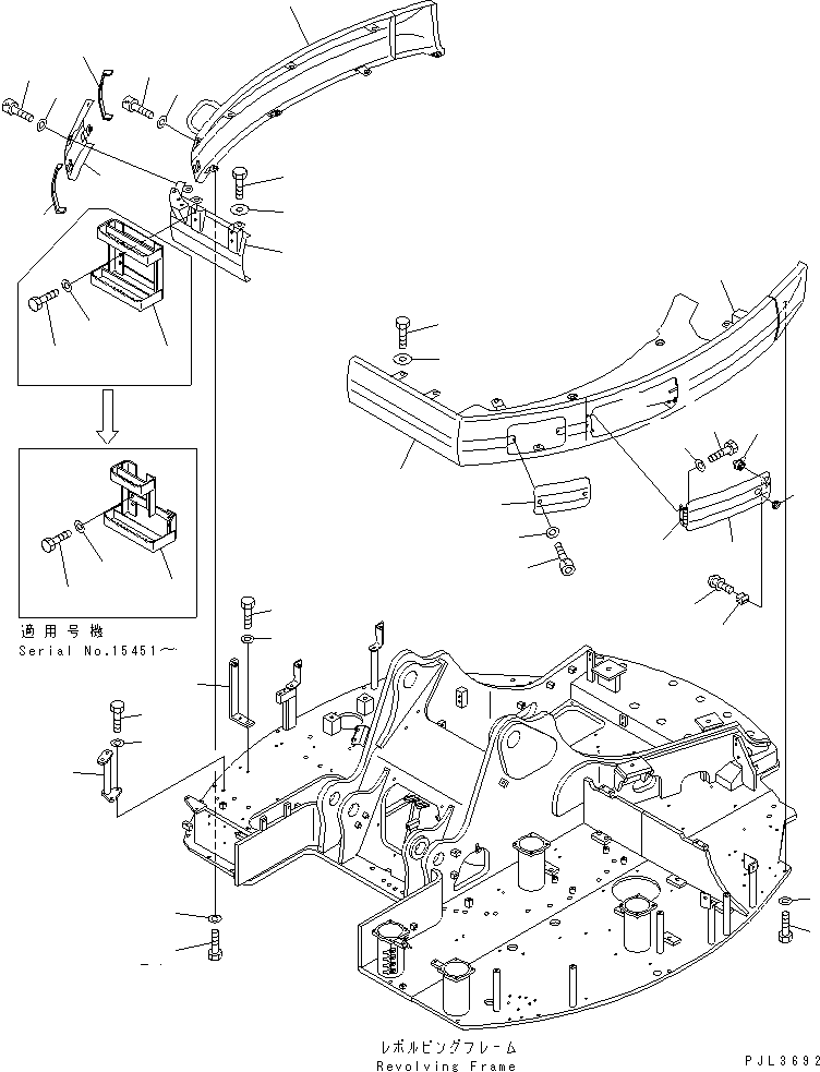 Komatsu parts book diagram for PC228USLC-2J S/N 15001-UP (For KUK / Chassis only): SIDE COVER (R.H.) (EU SPEC.)(#15321-)