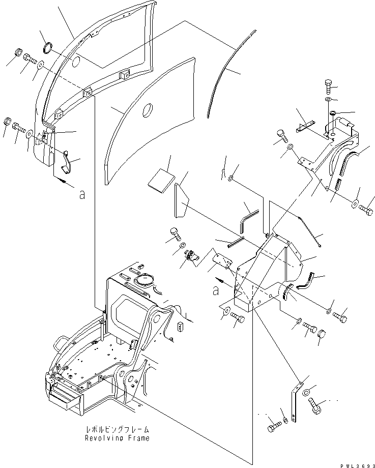Komatsu parts book diagram for PC228USLC-2J S/N 15001-UP (For KUK / Chassis only): FRONT COVER (COVER) (1/2) (2 ACTUATOR) (EU SPEC.)(#15321-)