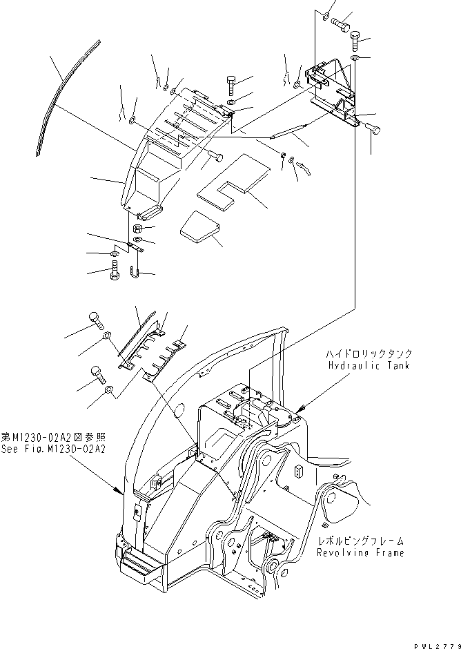 Komatsu parts book diagram for PC228USLC-2J S/N 15001-UP (For KUK / Chassis only): FRONT COVER (COVER) (2/2) (2 ACTUATOR)