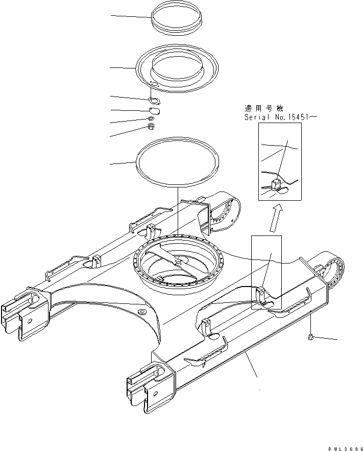 Komatsu parts book diagram for PC228USLC-2J S/N 15001-UP (For KUK / Chassis only): TRACK FRAME (WITH UNDER COVER) (EU SPEC.) (USLC)(#15321-)
